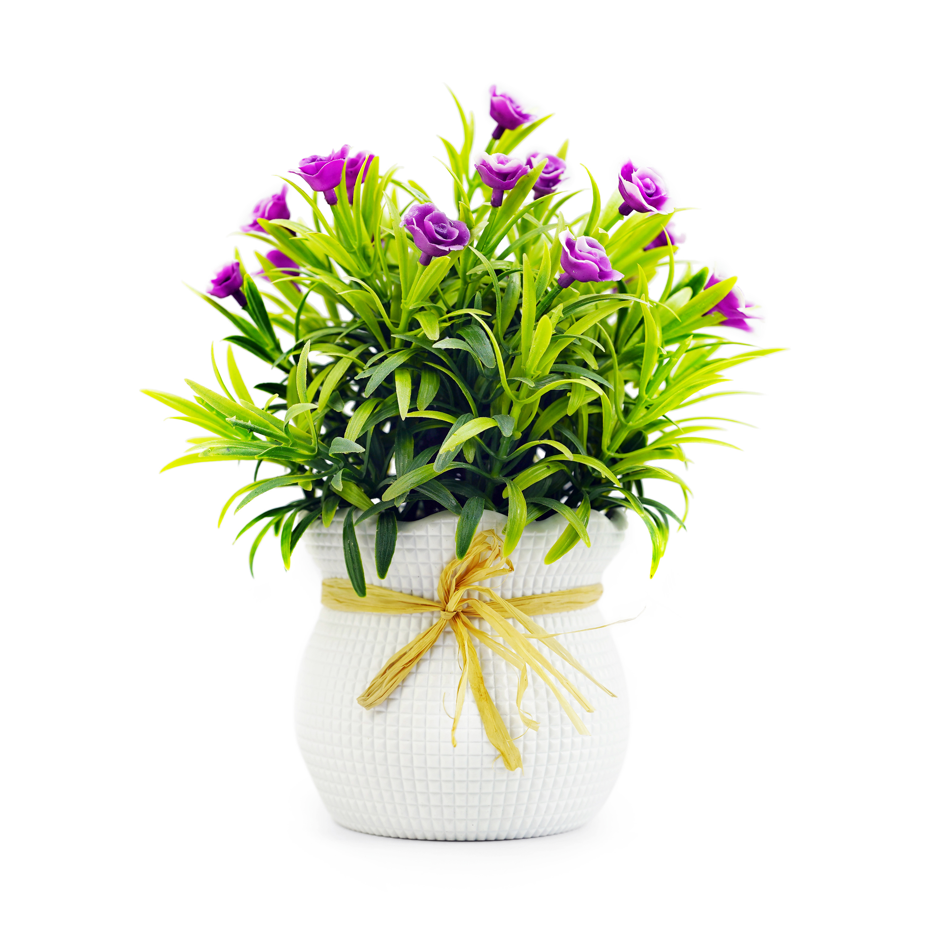 Boquetx Lifelike Purple Wildflowers Artificial Flower Arrangement in Pot for Home Office Decoration 8 x 5 inch