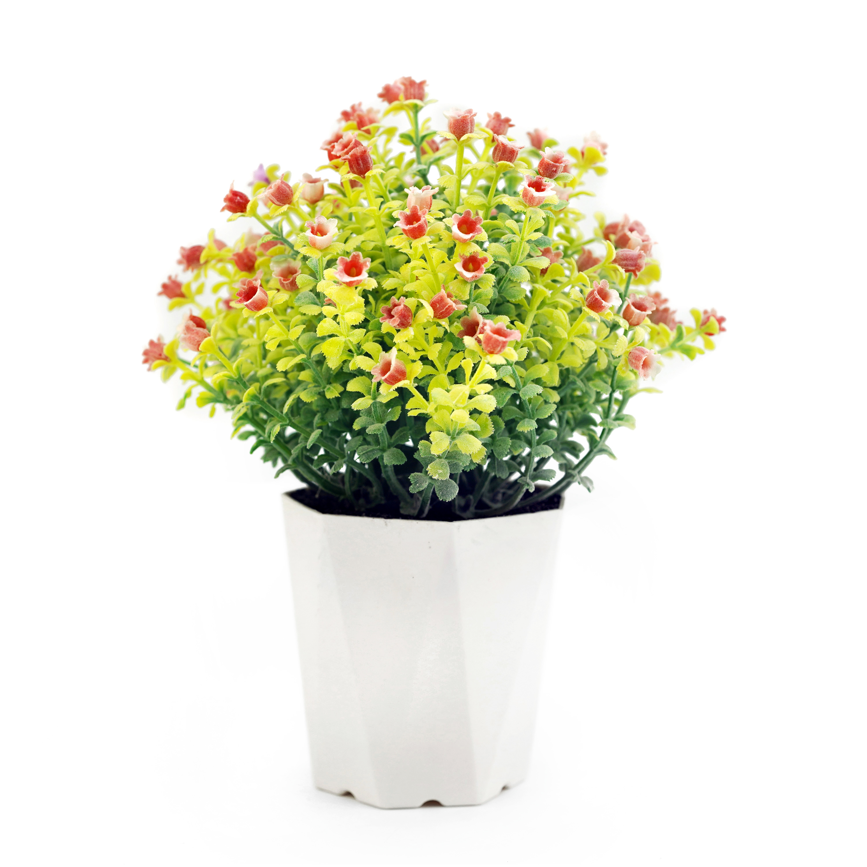 Boquetx Lifelike Pink Wildflowers Artificial Flower Arrangement in Pot for Home Office Decoration 8.5 x 6 inch