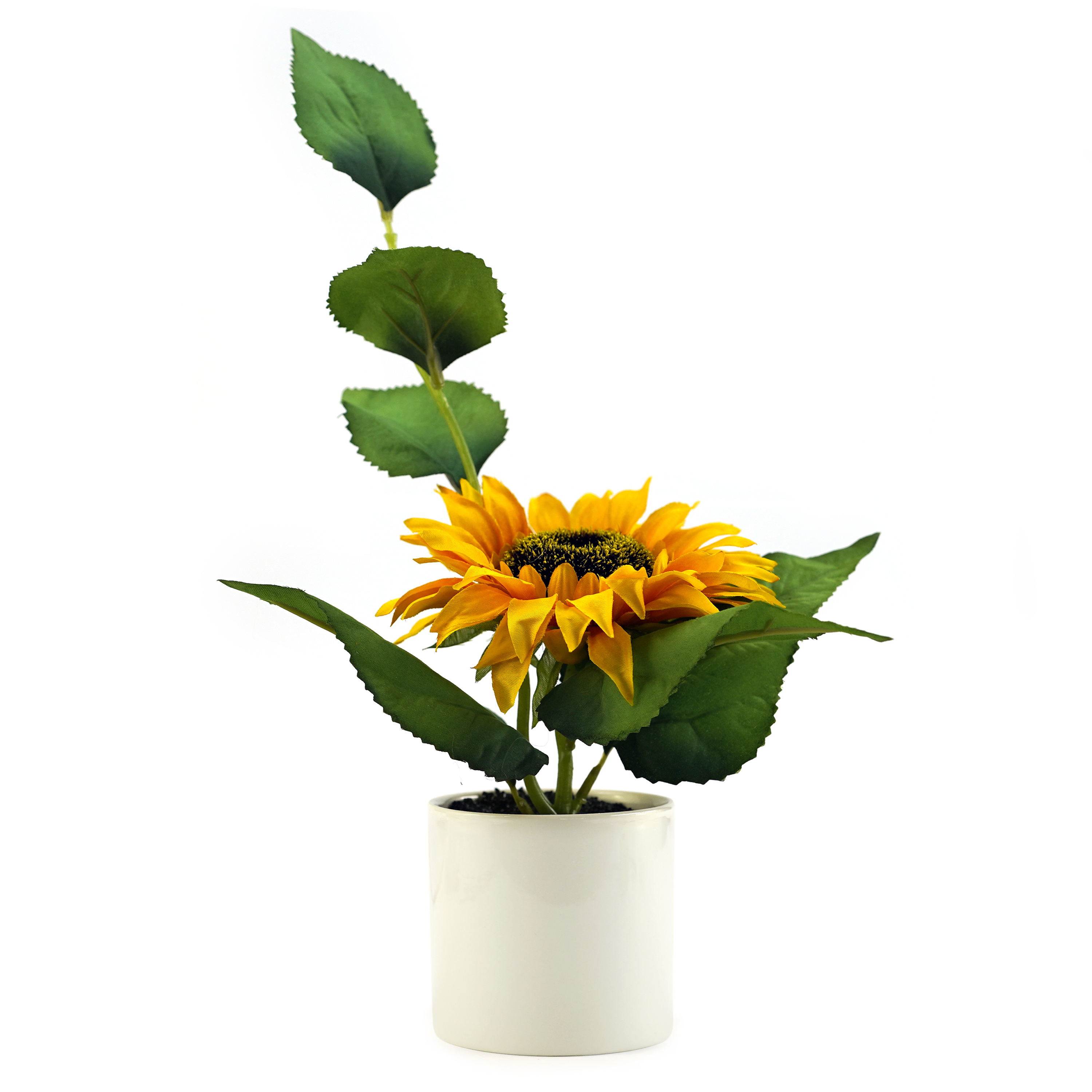 Boquetx Lifelike Sunflower Artificial Flower Arrangement in Ceramic Pot for Home Office Decoration 12 x 7 inch