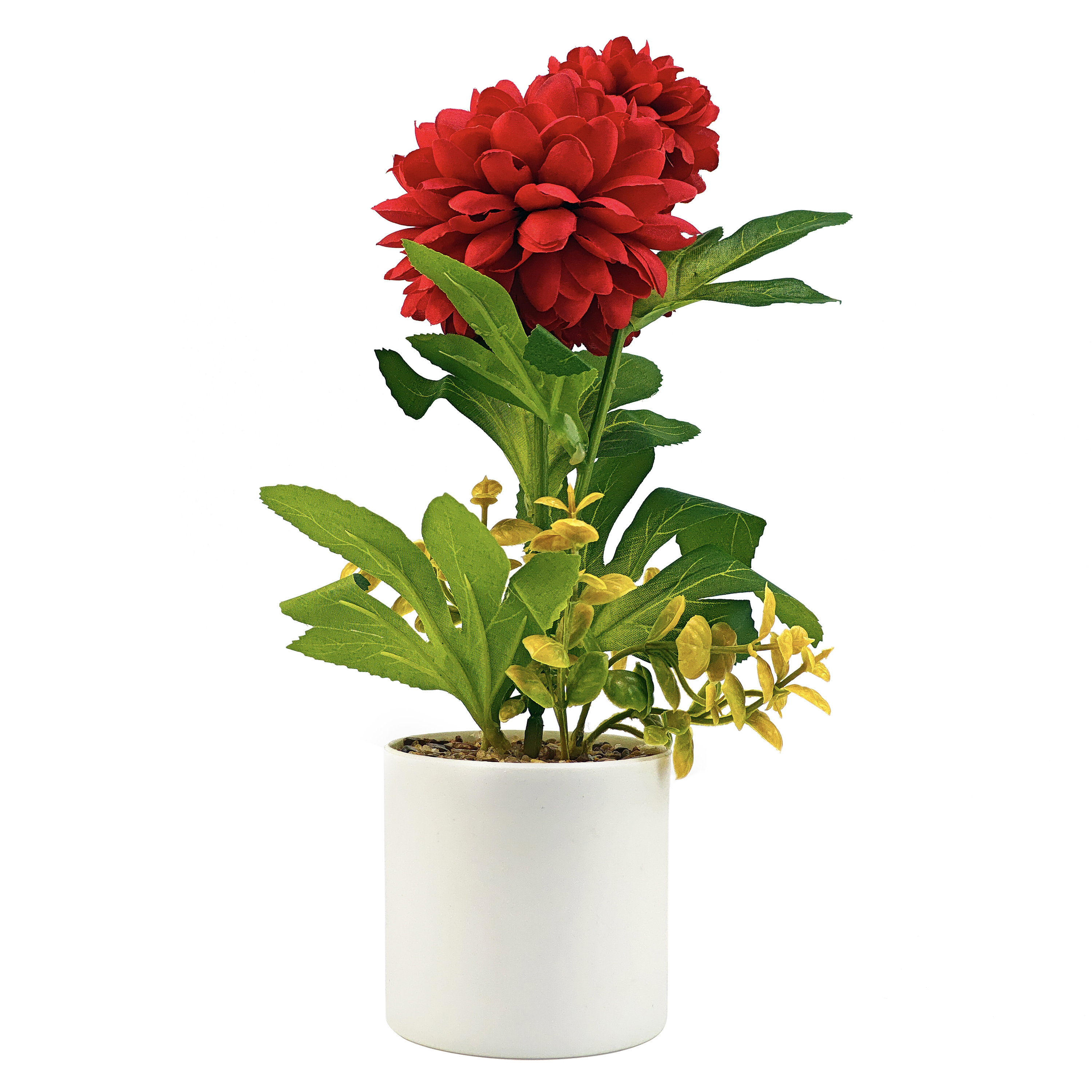 Boquetx Lifelike Red Hydrangea Artificial Flower Arrangement in Pot for Home Office Decoration 11 x 6 inch