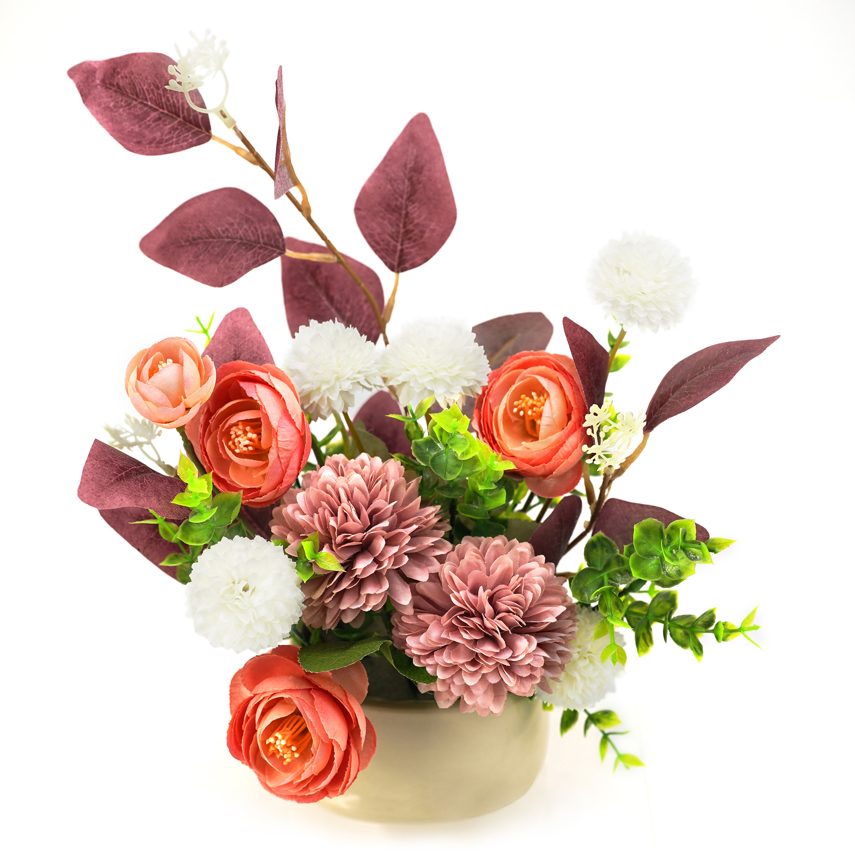 Boquetx Potted Lifelike Assorted Artificial Flower Arrangements Pink Beauty 35x20cm