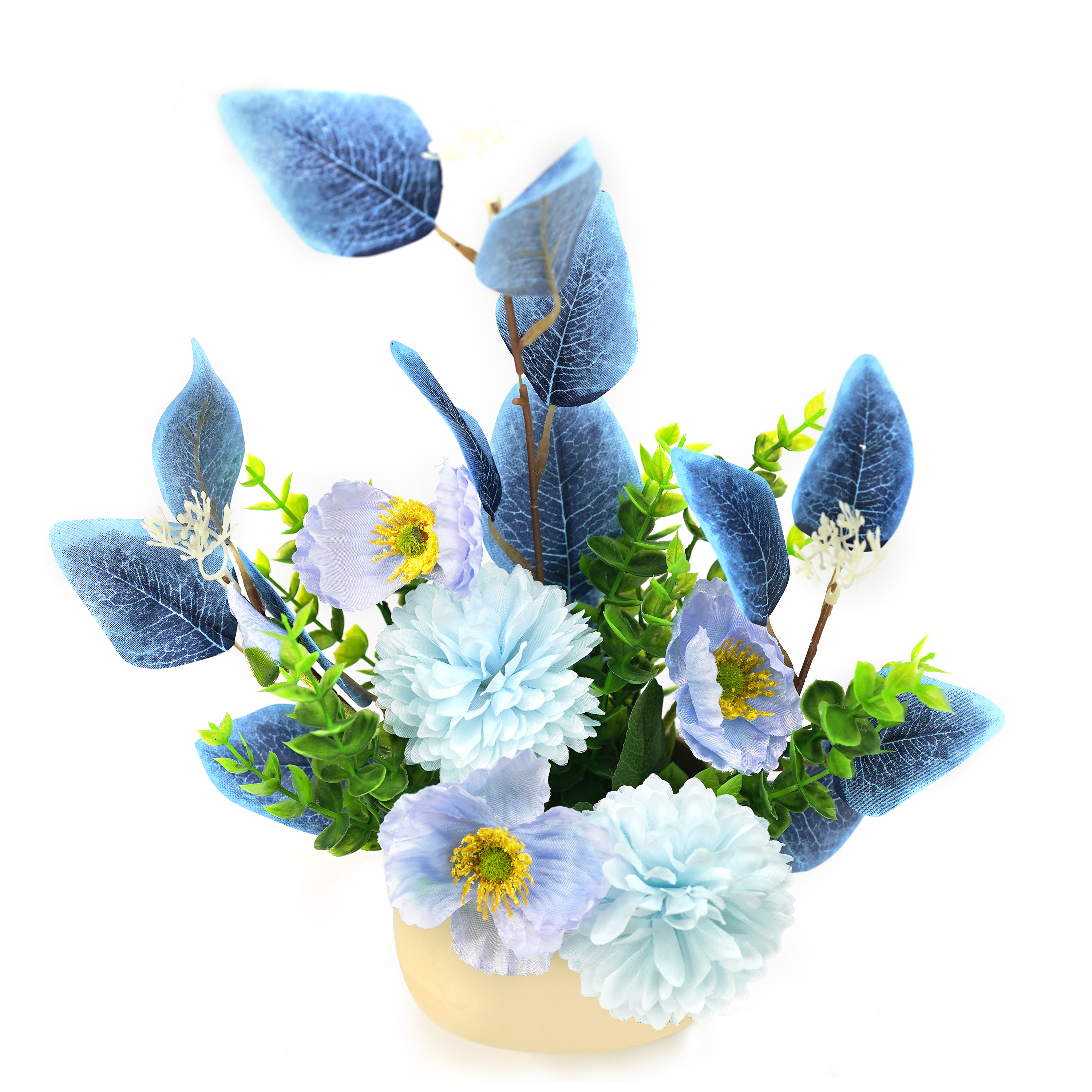Boquetx Potted Lifelike Assorted Artificial Flower Arrangements Blue Beauty 35x20cm