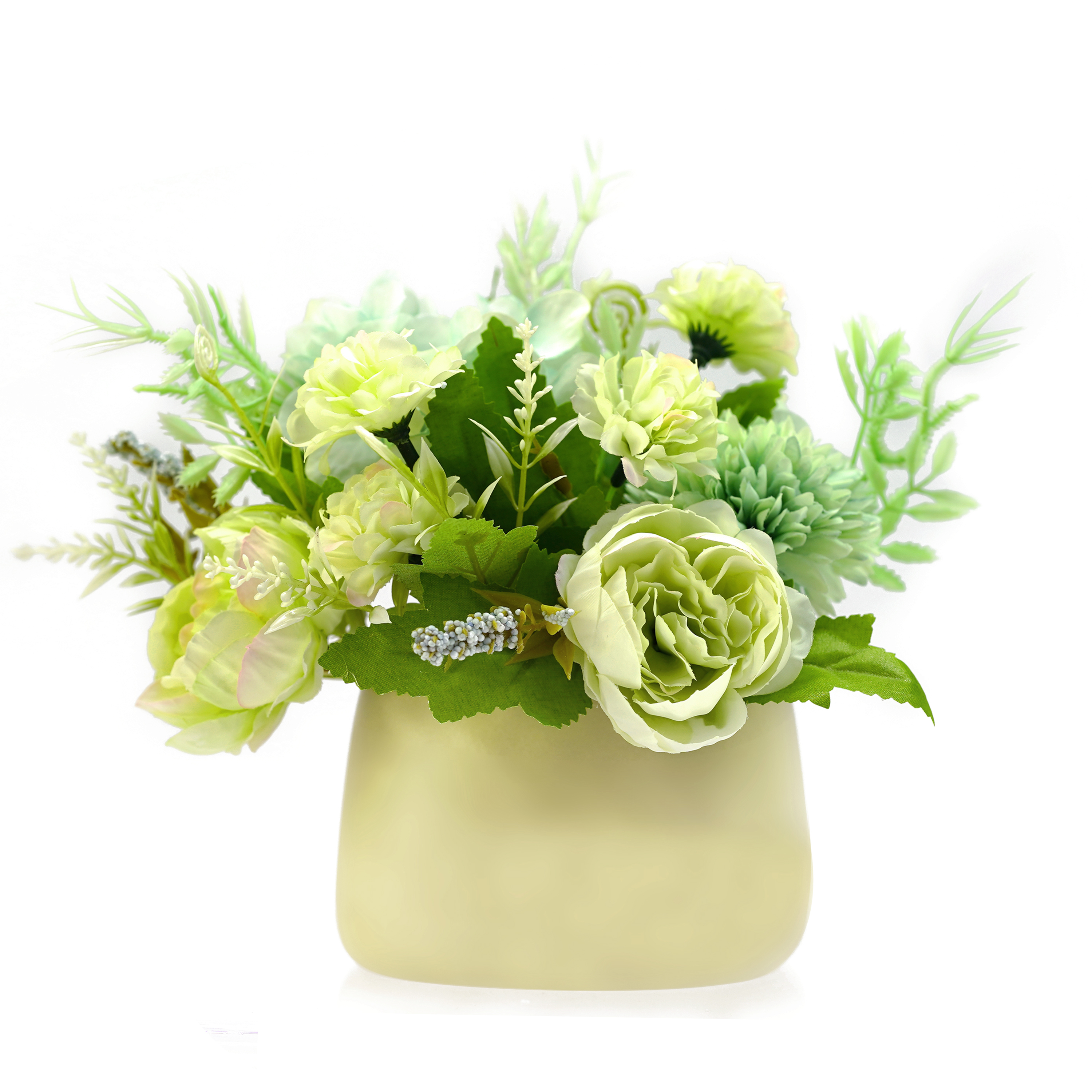 Boquetx Potted Lifelike Assorted Artificial Flower Arrangements Cyan Beauty 20x20cm