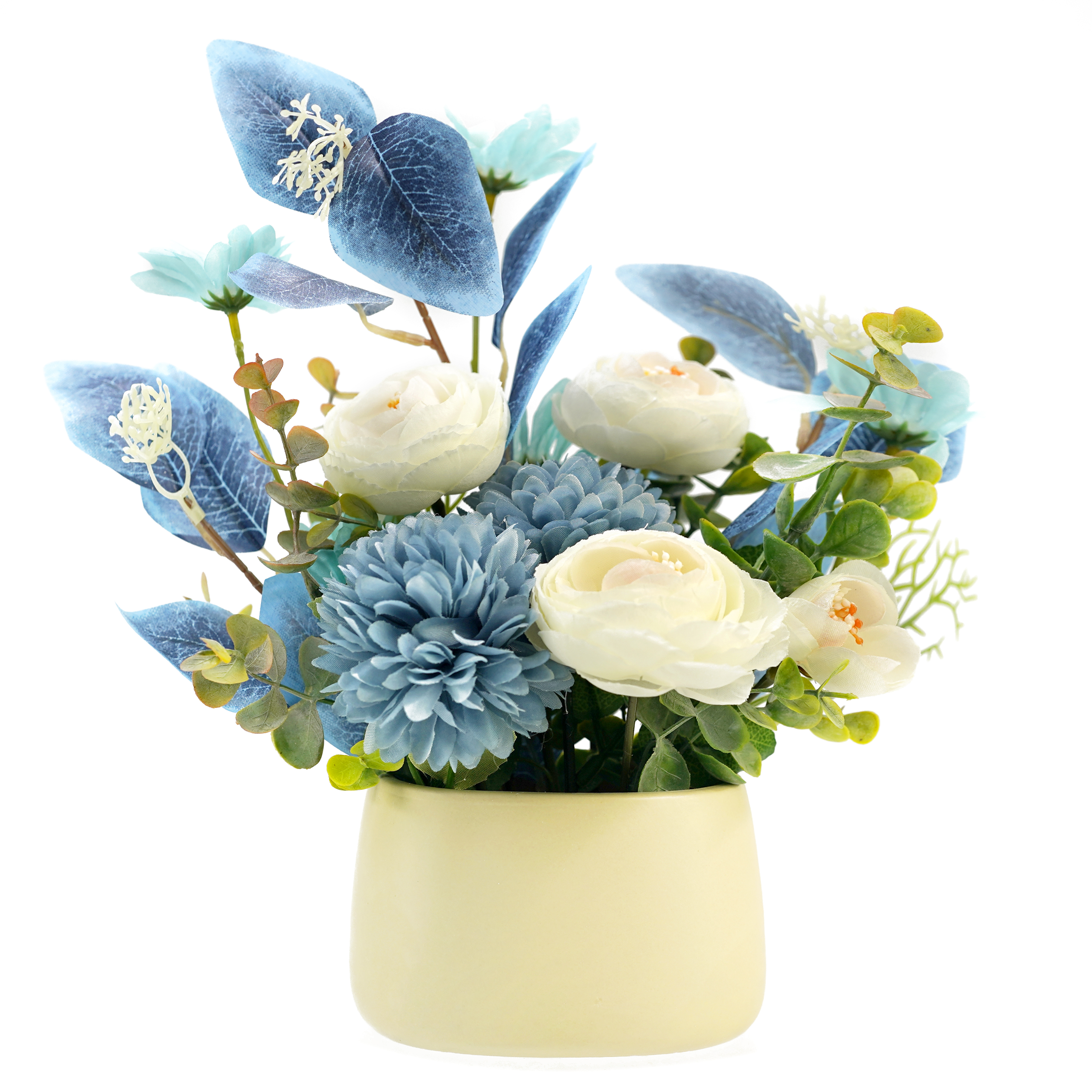Boquetx Potted Assorted Imitation Artificial Flower Arrangements Clear Sky Theme 30x18cm