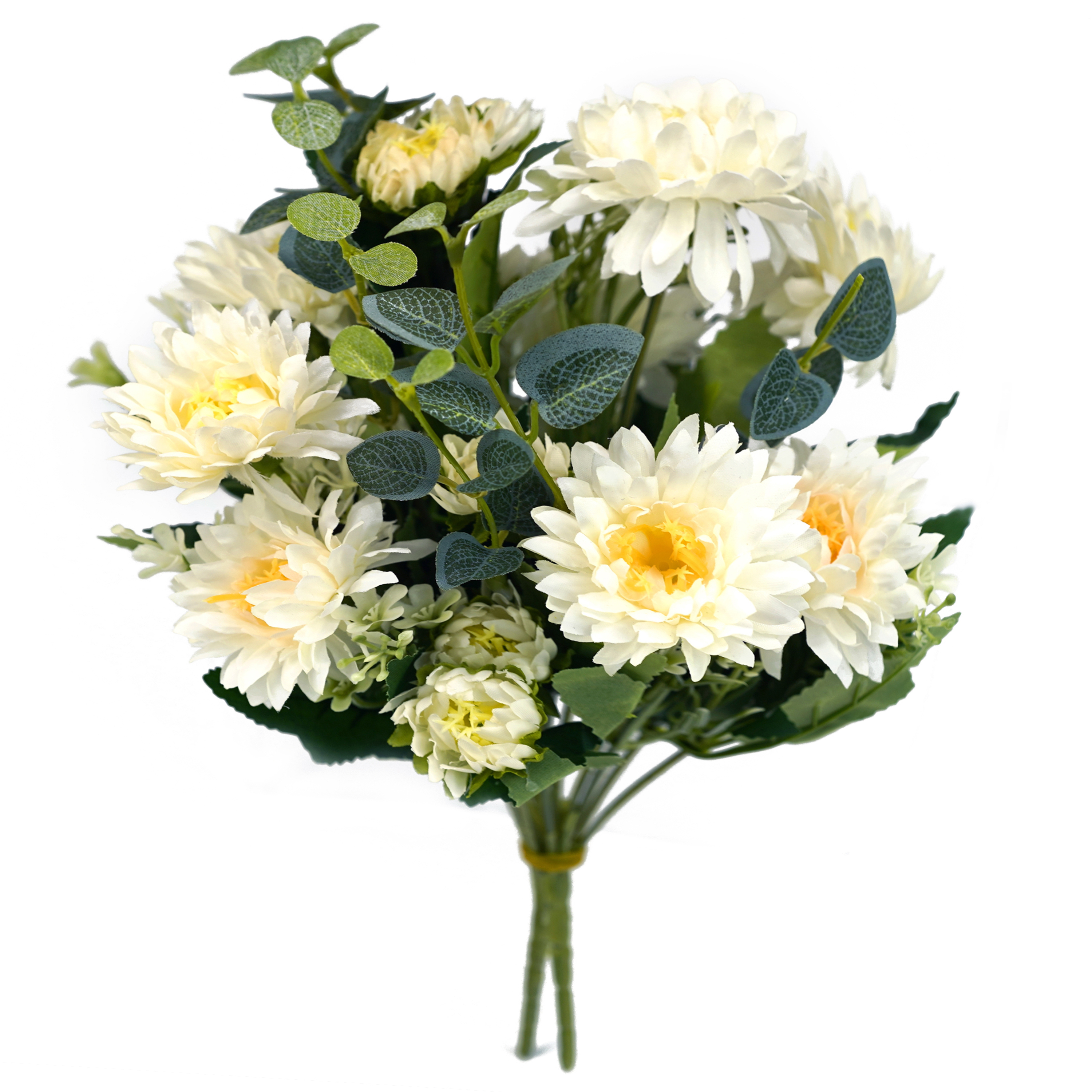 Boquetx 2 Bundles Artificial Flower Arrangements Assorted Cream Chrysanthemum Bouquet 30x25cm