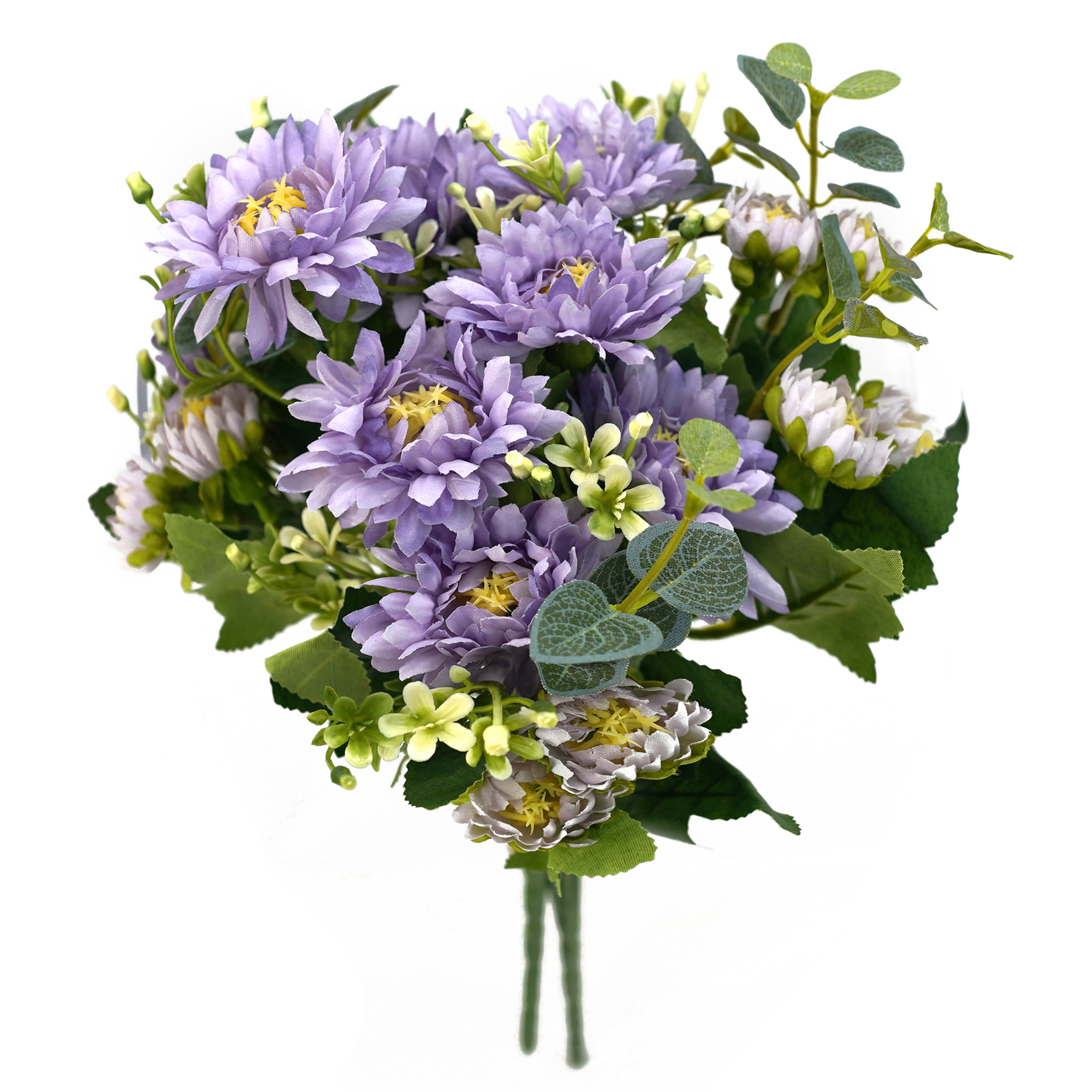 Boquetx 2 Bundles Artificial Flower Arrangements Assorted Violet Chrysanthemum Bouquet 30x25cm