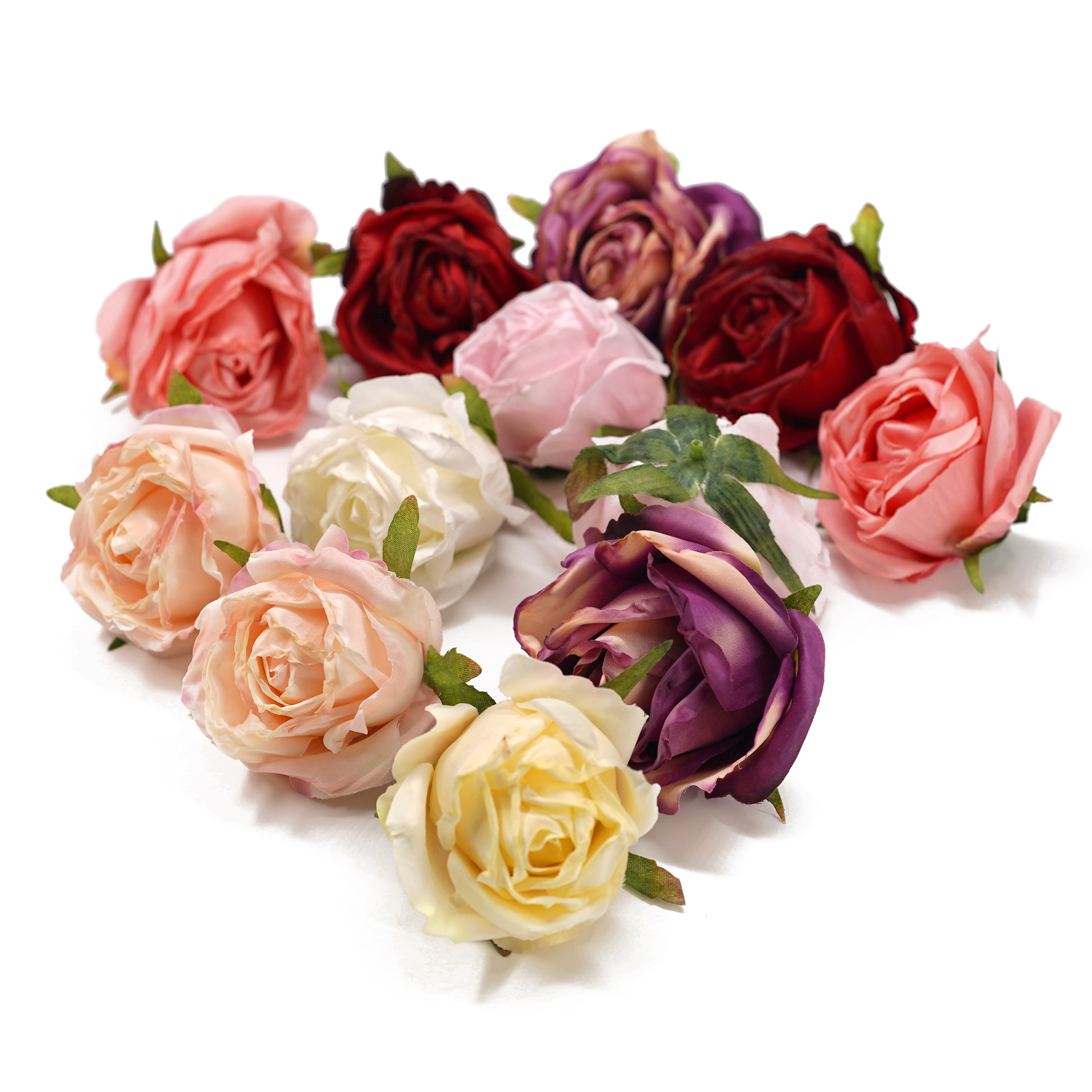 Boquetx Artificial Flowers 12 Pieces Assorted Roses 7cm