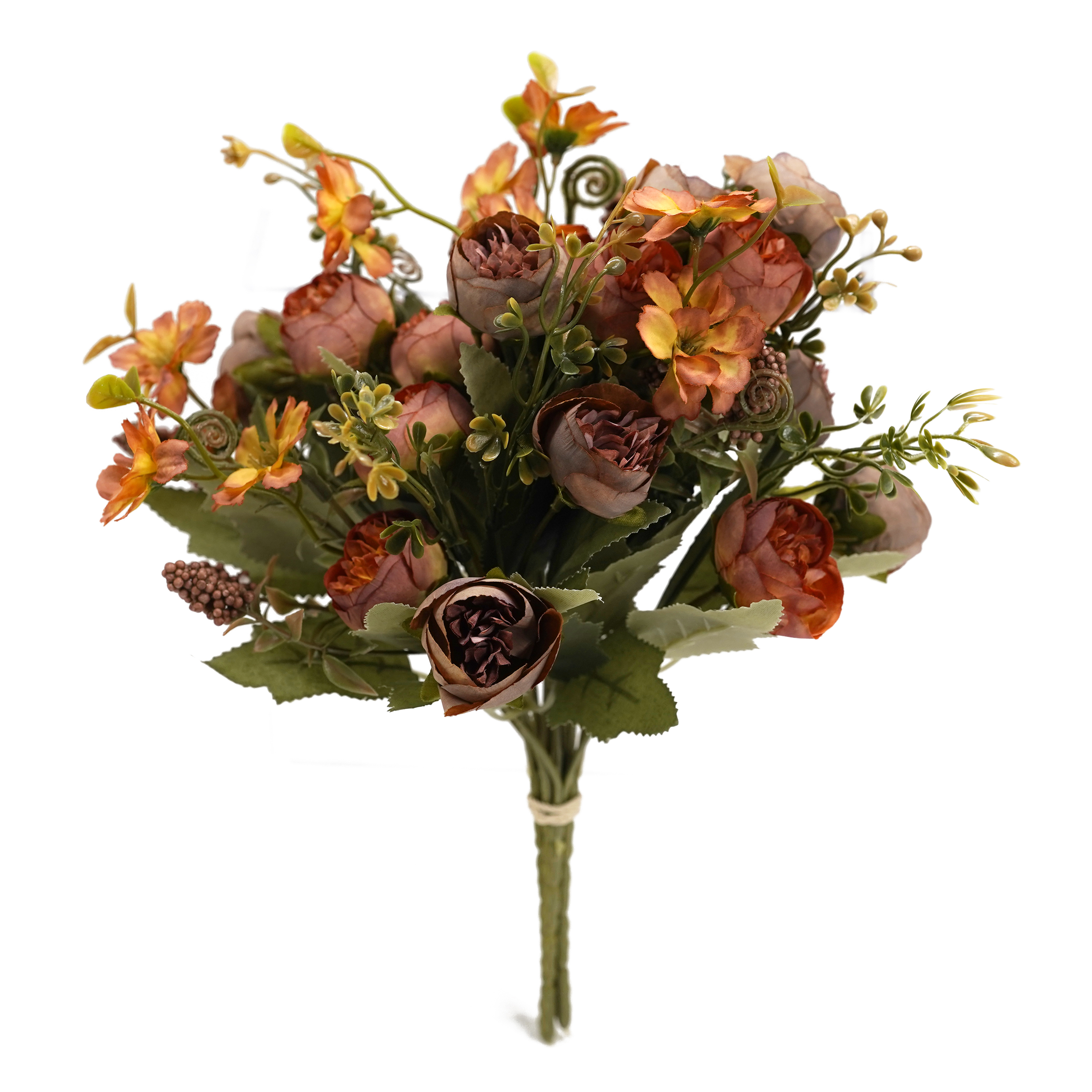 Boquetx Well-matched Artificial Flowers Orange Peony Bouquet 3 Branches