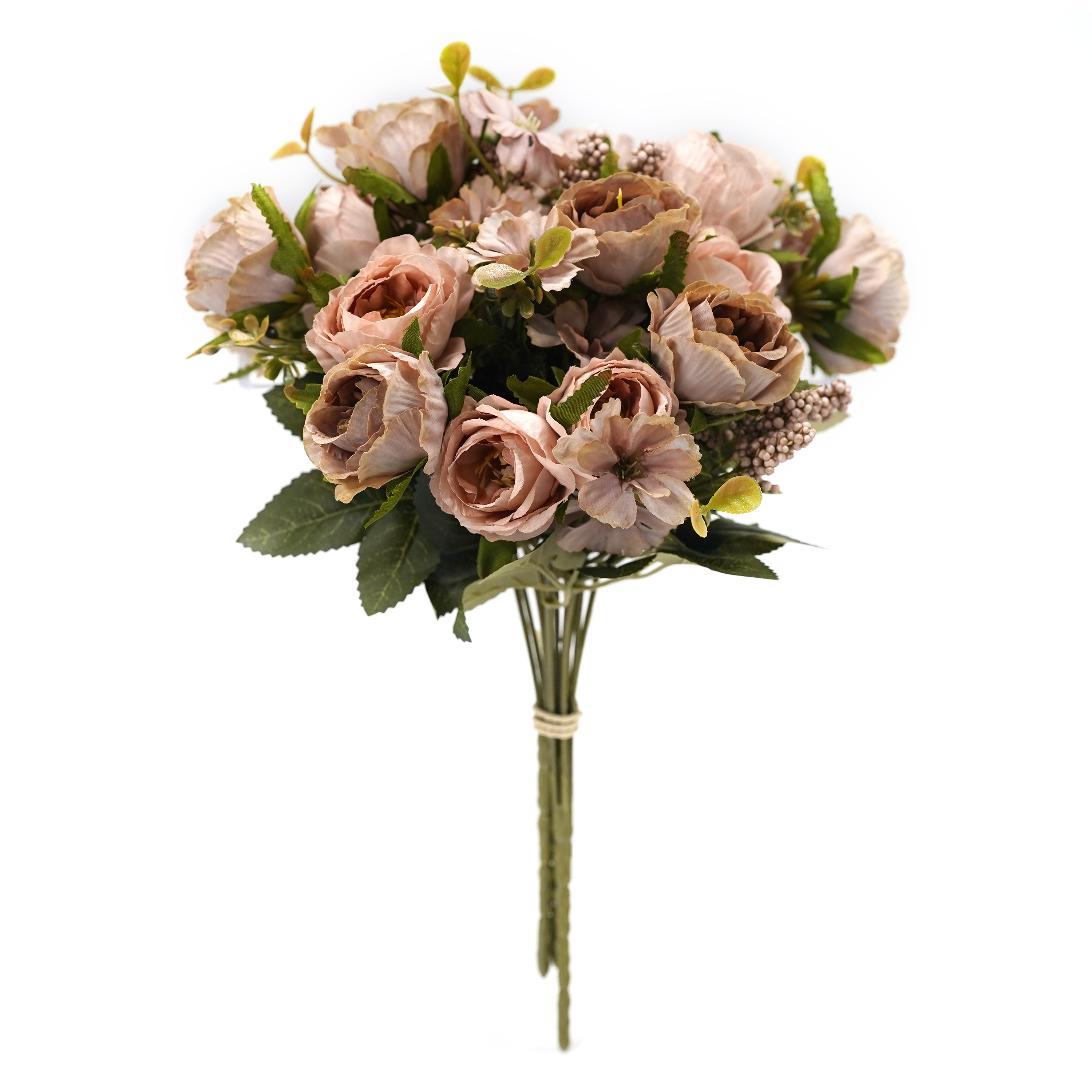 Boquetx Well-matched Artificial Flowers Peach Color Peony Bouquet 3 Branches