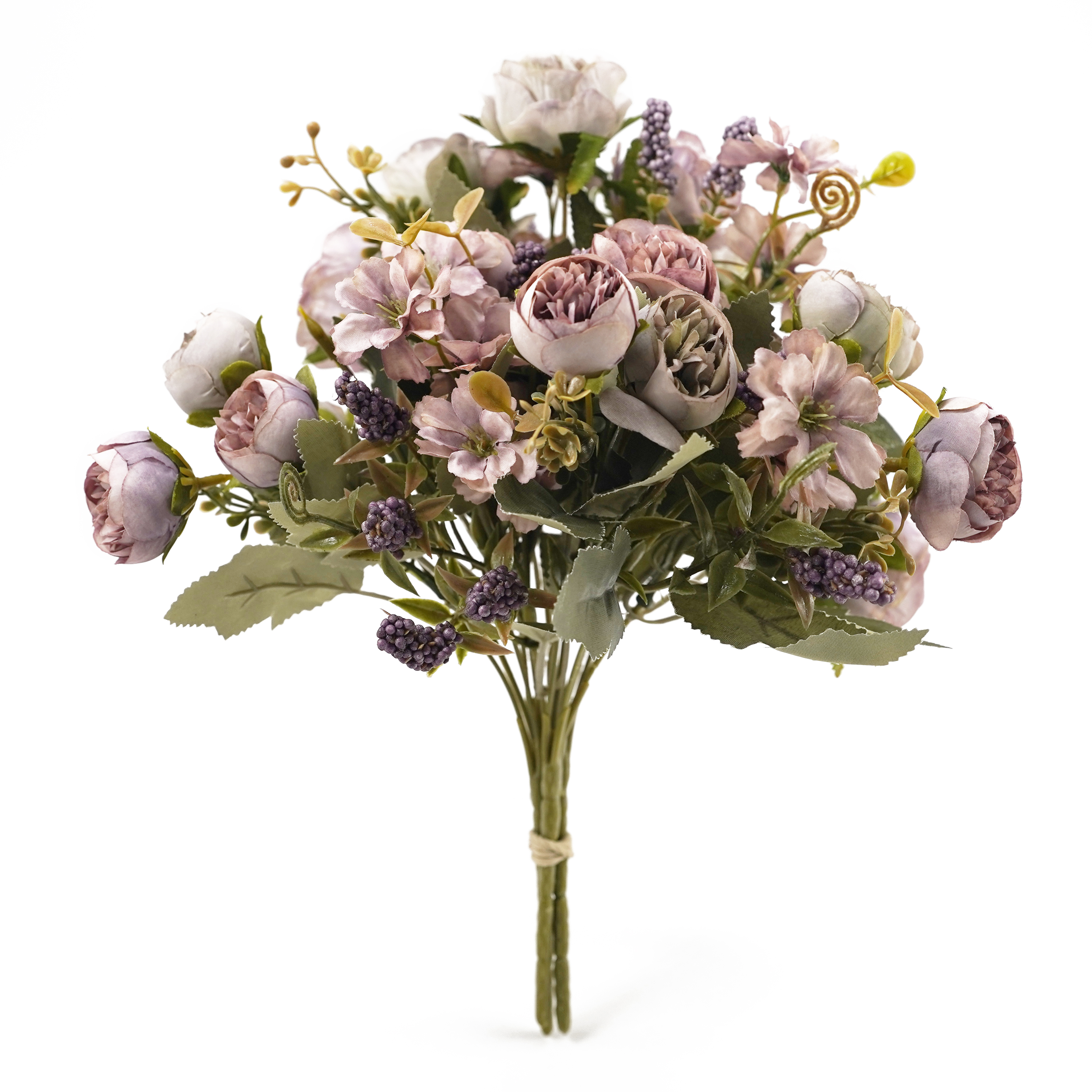 Boquetx Well-matched Artificial Flowers Gray Purple Peony Bouquet 3 Branches