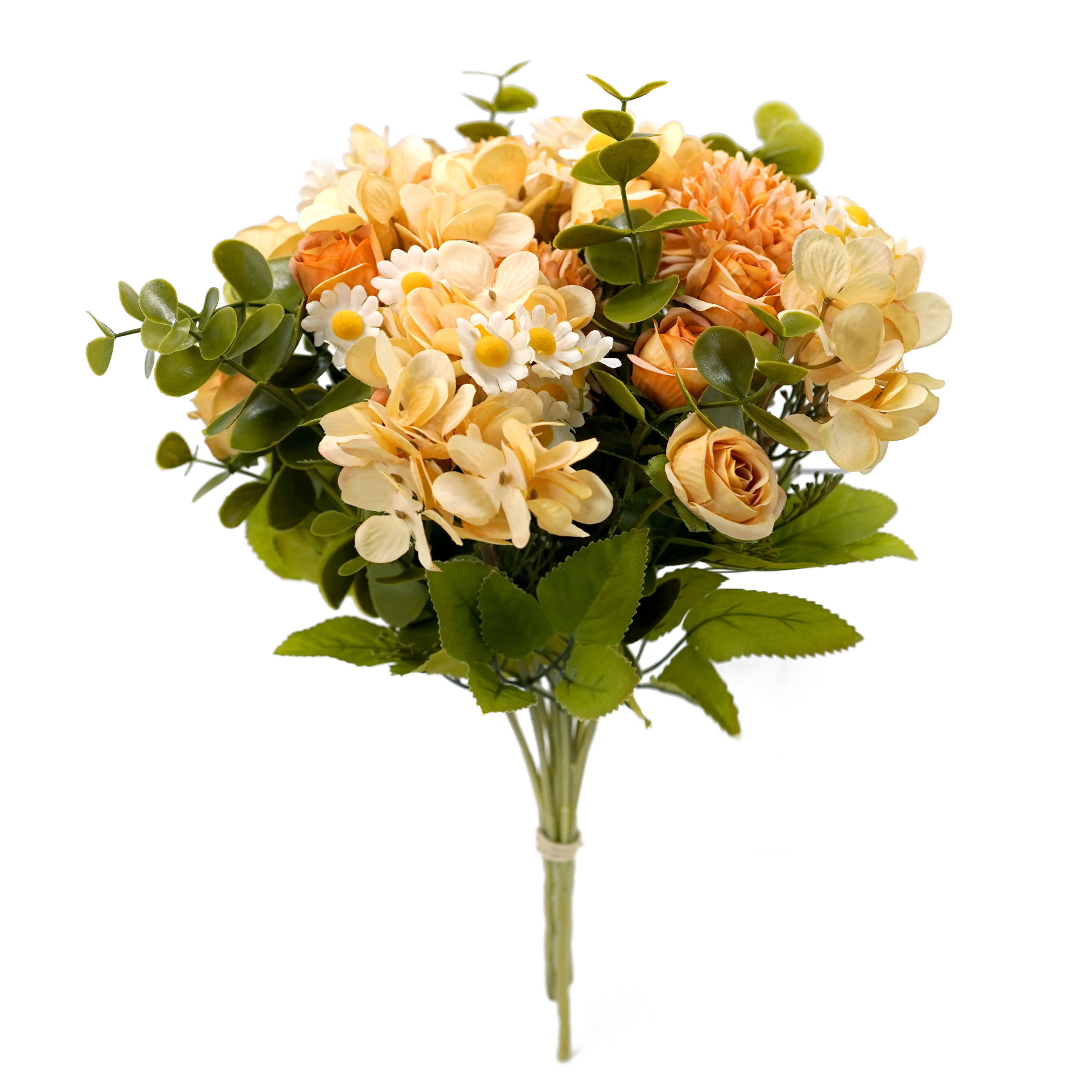 Boquetx Orange Flower Arrangement Well-matched Assorted Artificial Flowers 3 Branches