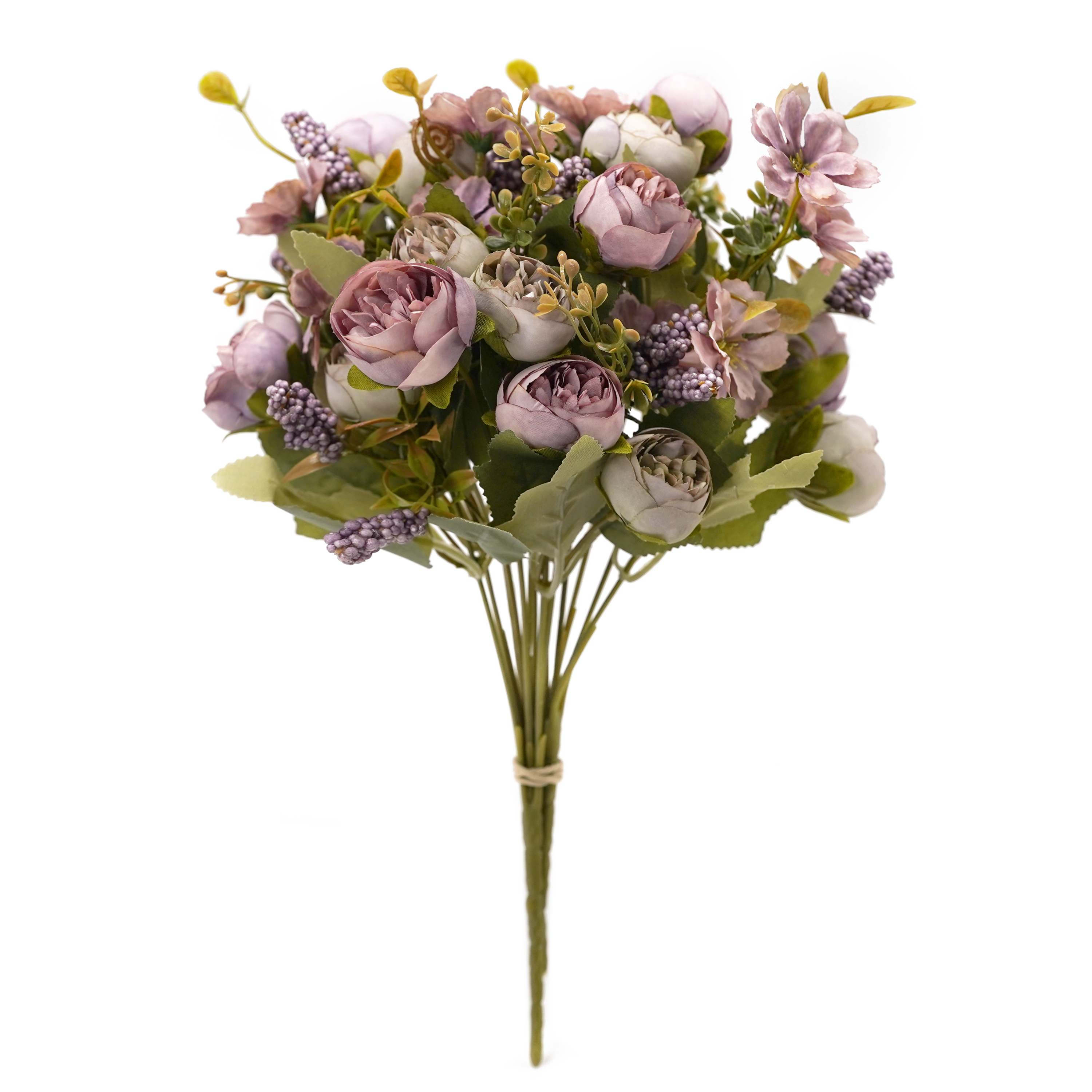 Boquetx Well-matched Artificial Flowers Assorted 3 Branches Pink Pre-bloom Wrinkled Peony