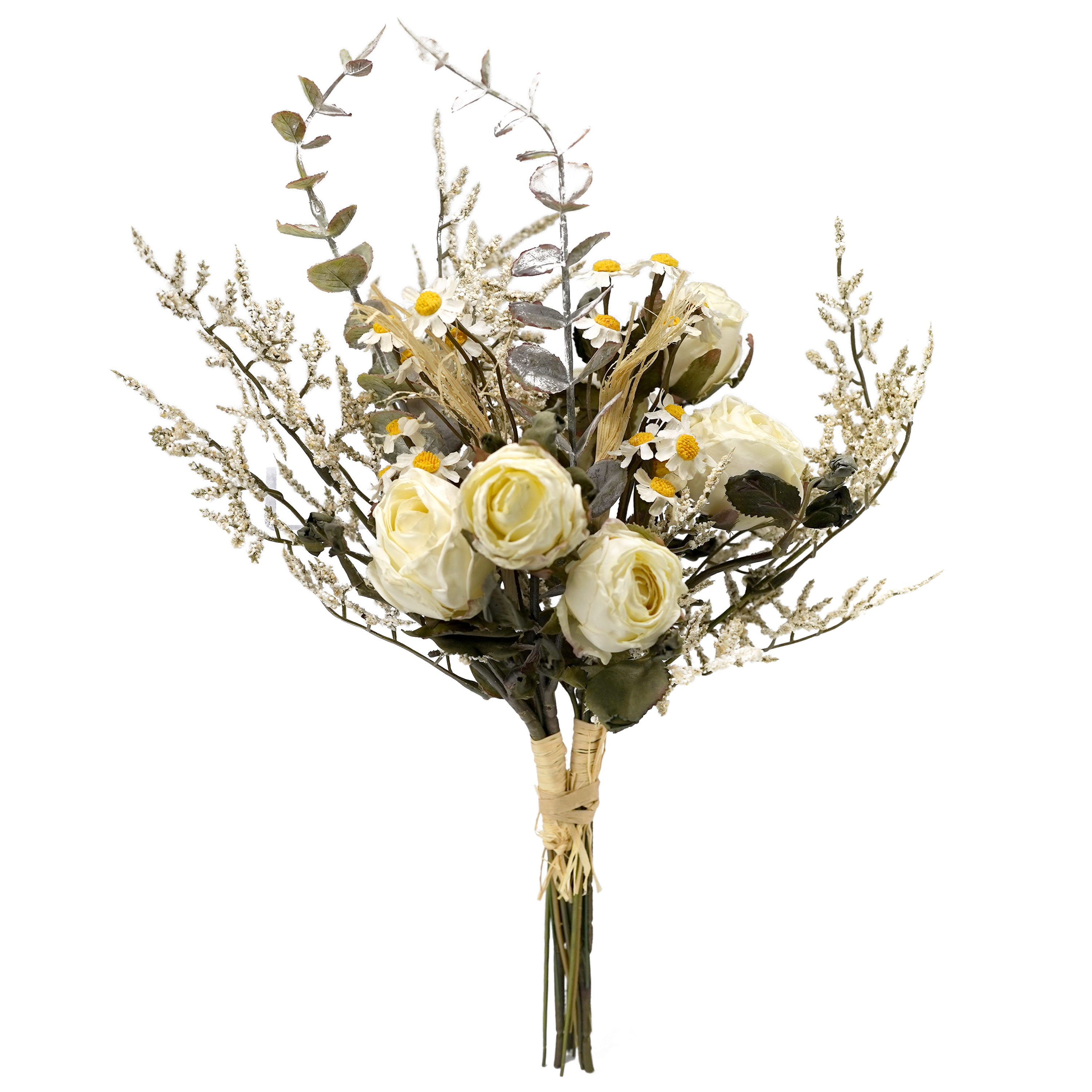 Boquetx Well-matched White Rose Buds Artificial Flowers Bouquet 2 Branches