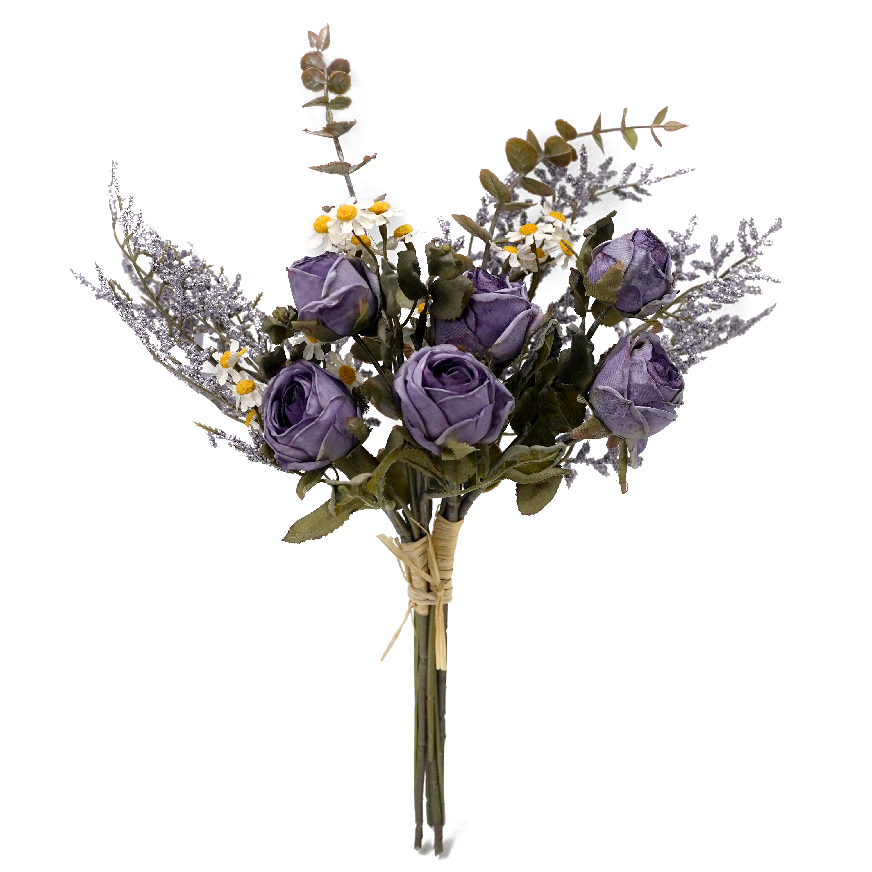 Boquetx Well-matched Purple Rose Buds Artificial Flowers Bouquet 2 Branches