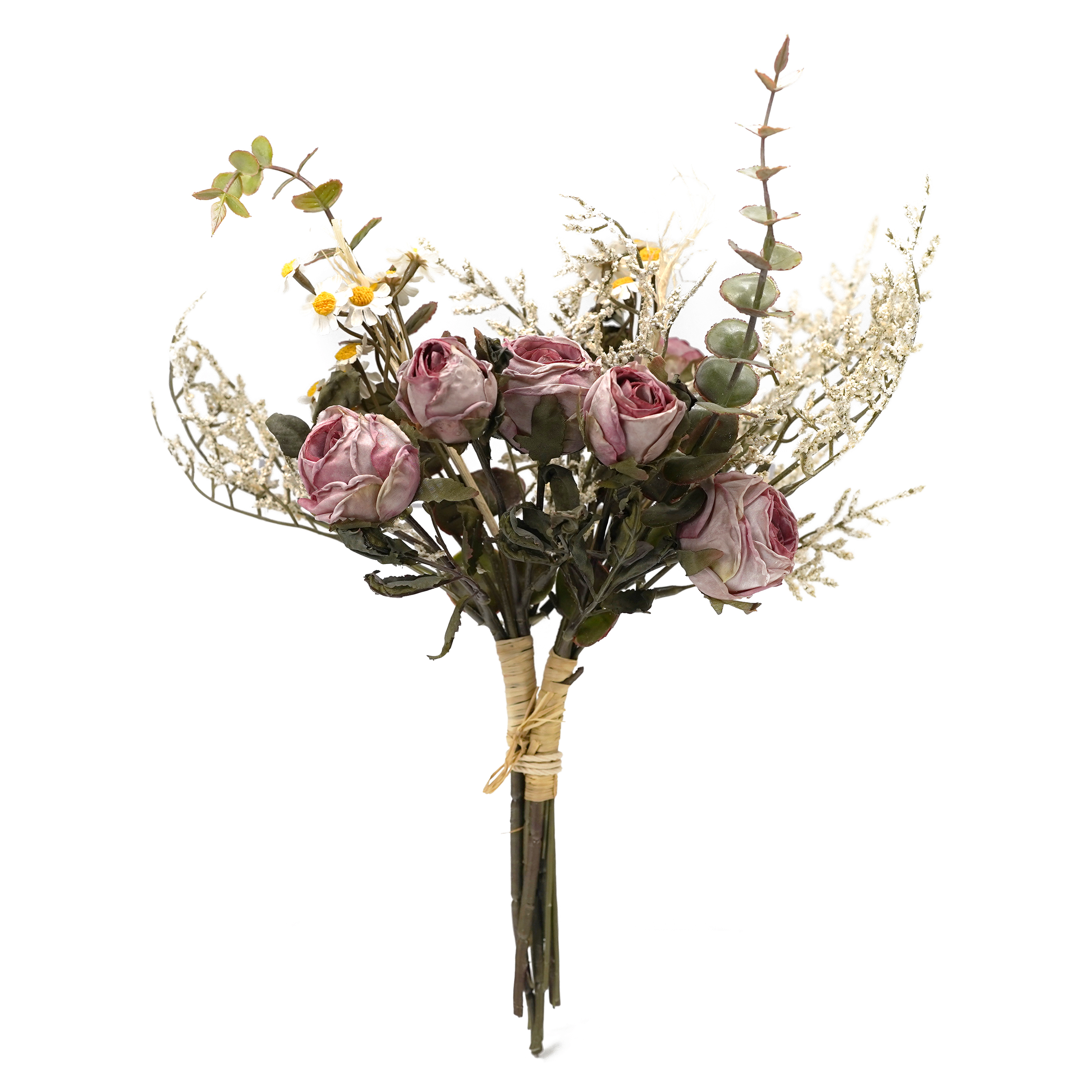 Boquetx Well-matched Pink Rose Buds Artificial Flowers Bouquet 2 Branches