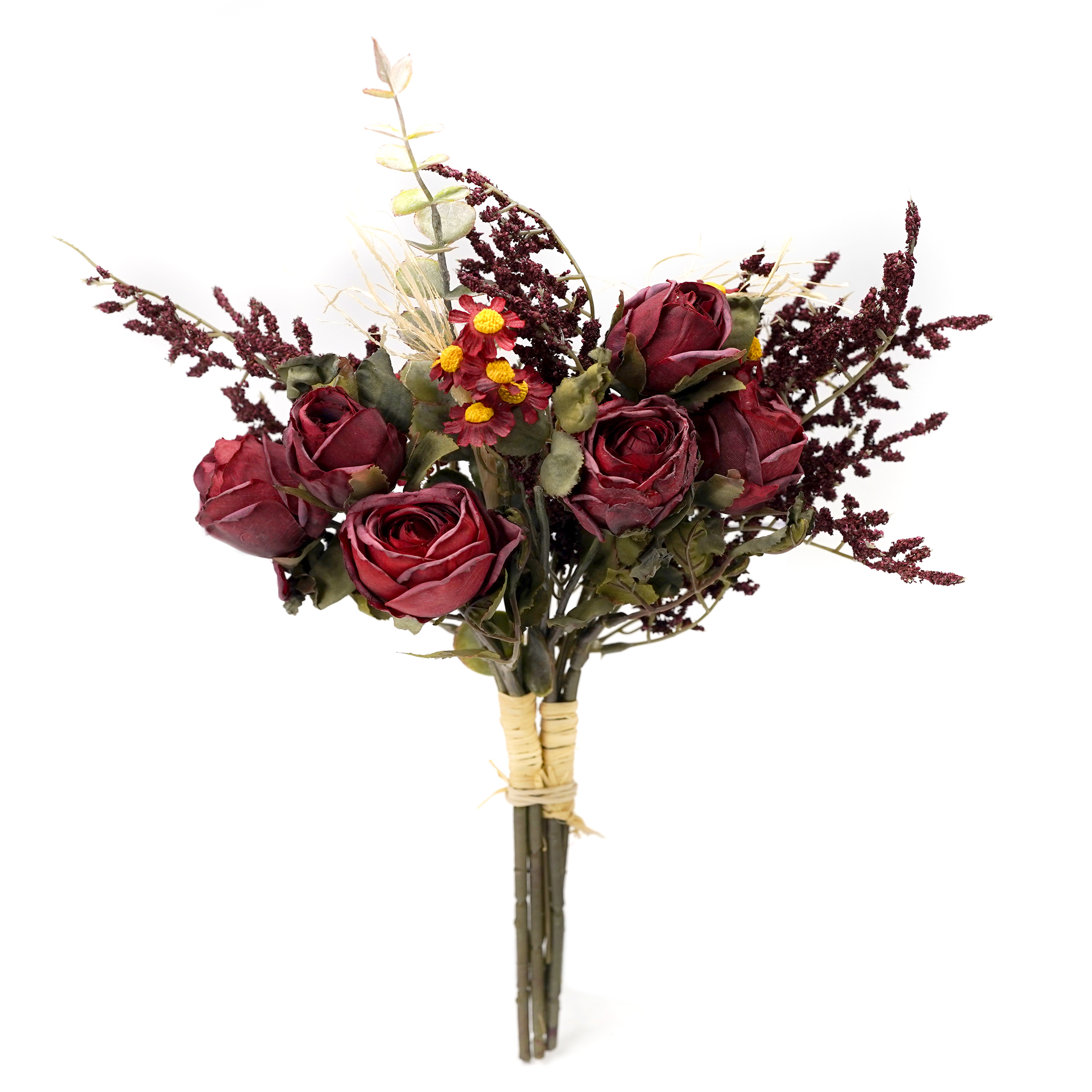 Boquetx Well-matched Red Rose Buds Artificial Flowers Bouquet 2 Branches