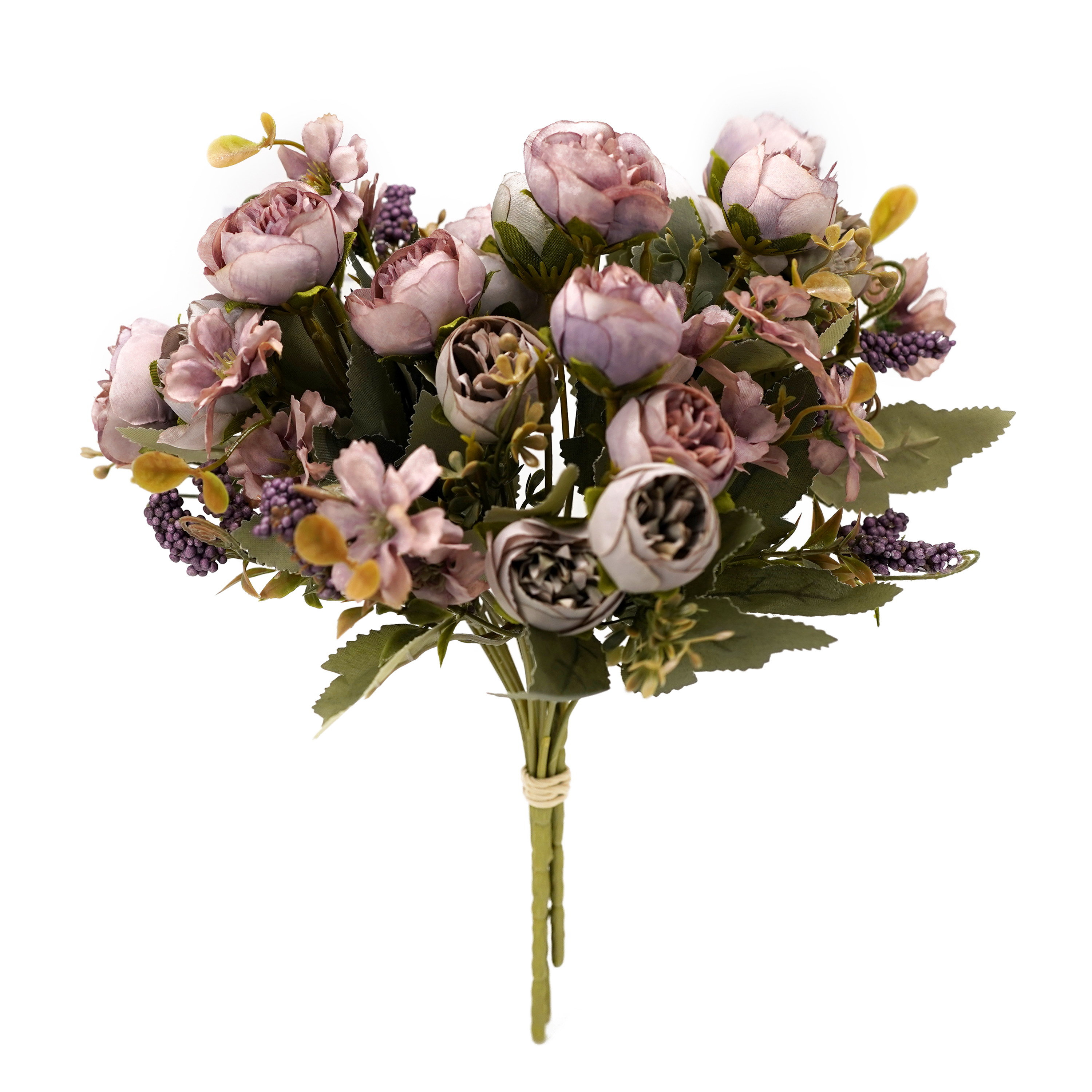 Boquetx Artificial Flowers 3 Branches Well-matched Dark Pink Pre-bloom Peony
