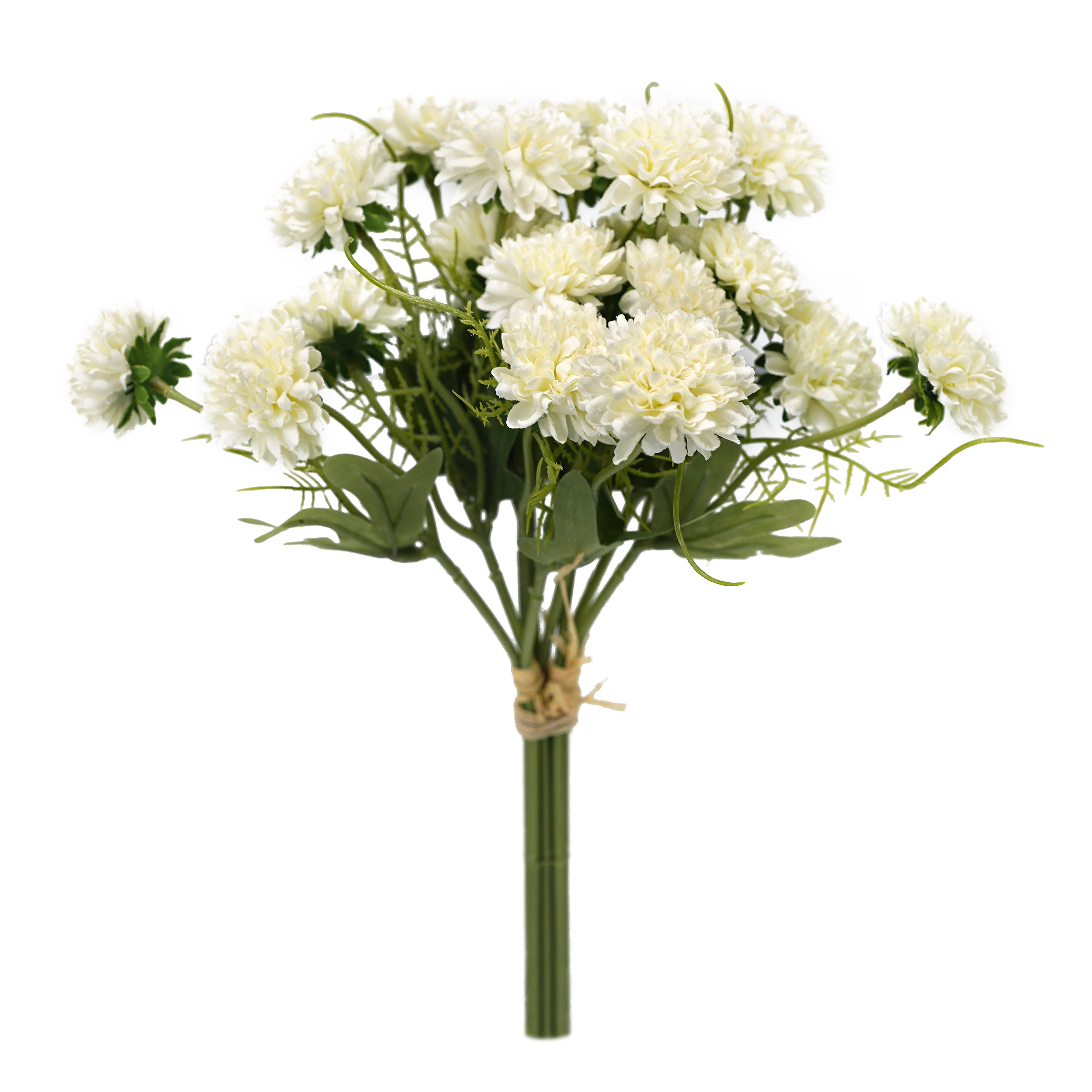 Boquetx Artificial Flowers Bouquet White Mini Pompon Chrysanthemums 9 Pieces