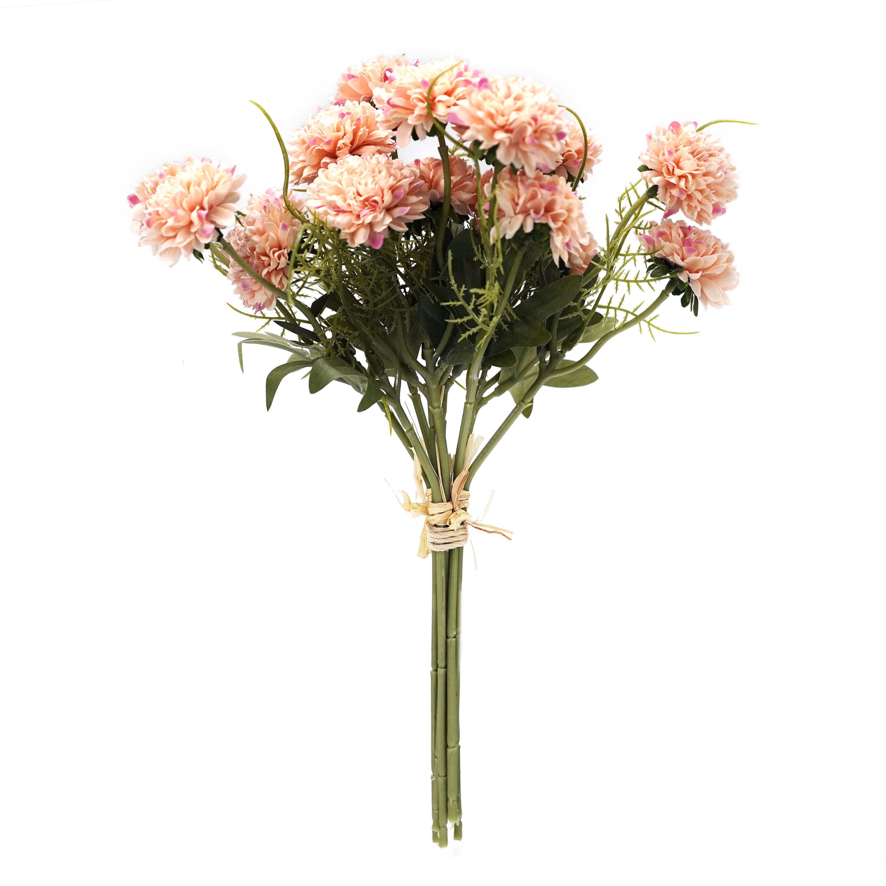 Boquetx Artificial Flowers Bouquet Pink Mini Pompon Chrysanthemums 9 Pieces