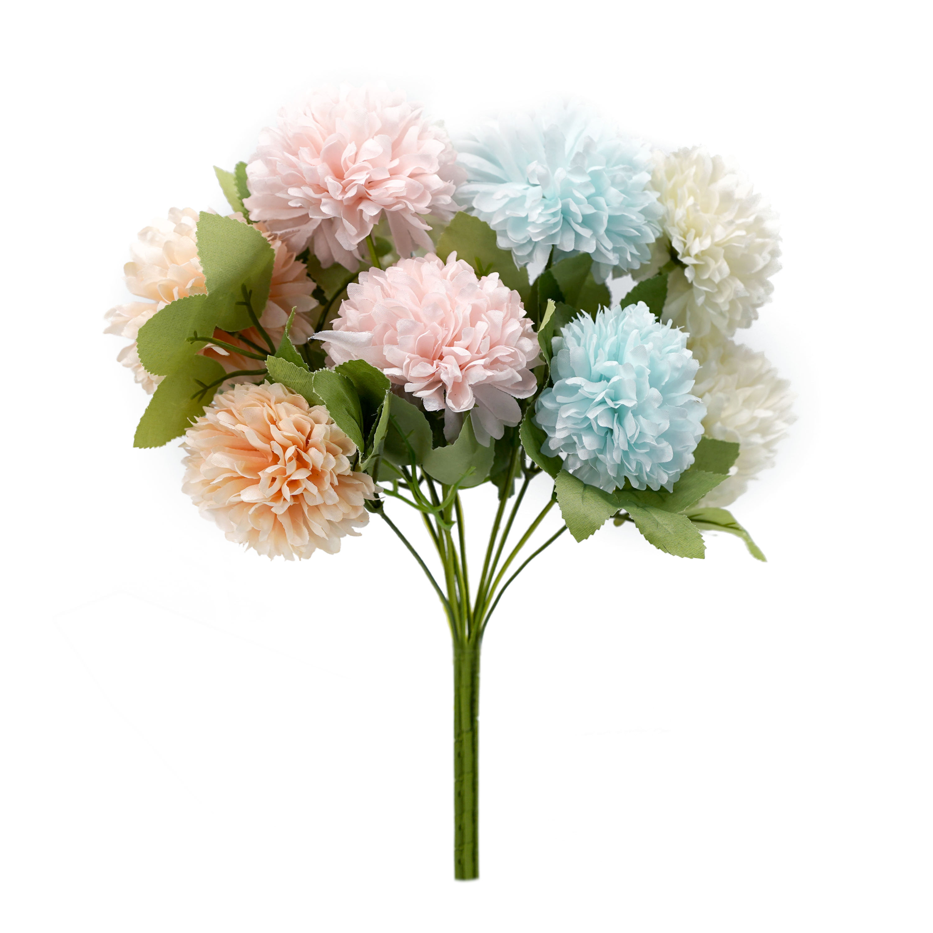 Boquetx 5 Pieces Assorted Colors Artificial Pompon Chrysanthemum Flowers 7cm in Diameter