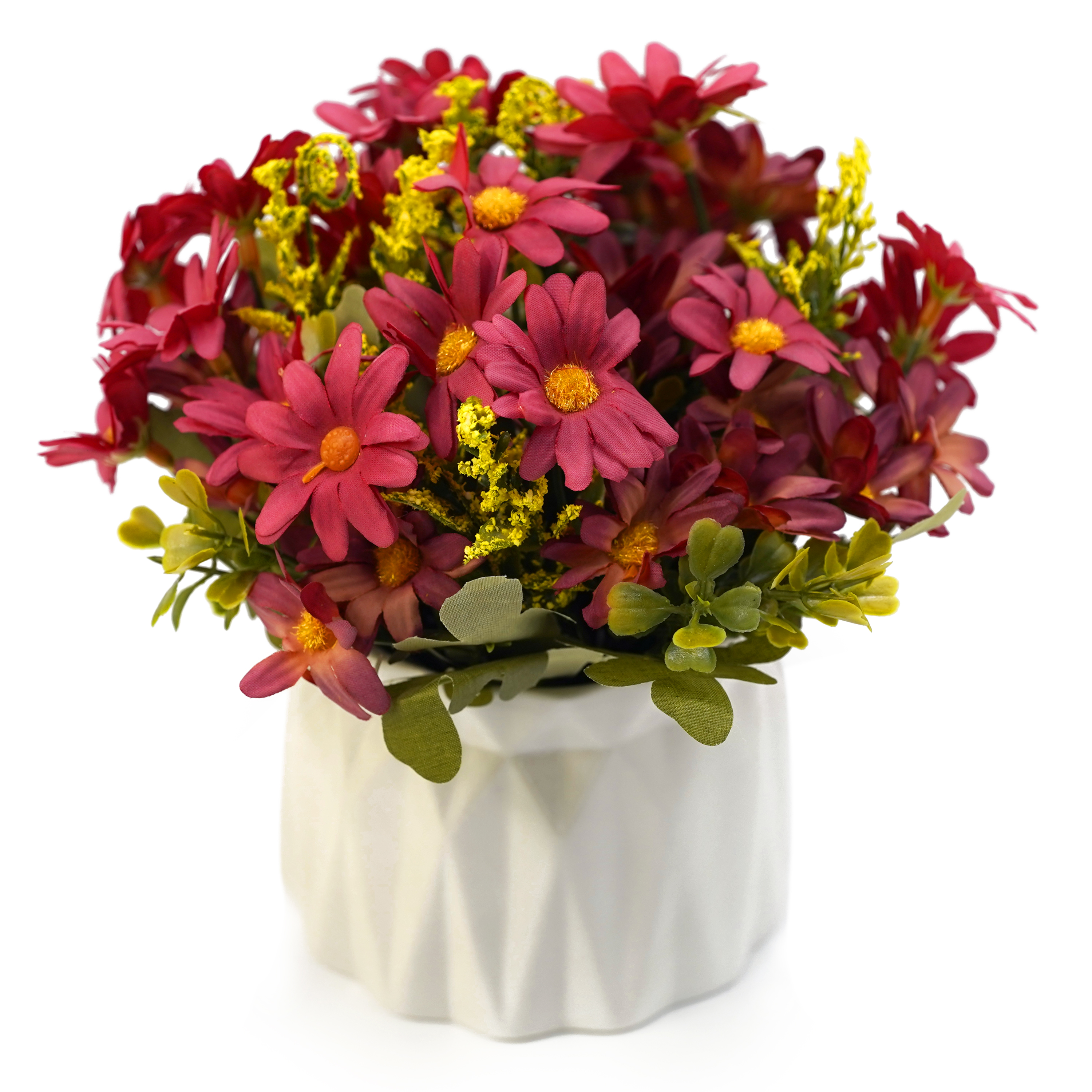 Boquetx Artificial Potted Plants Assorted Red Daisy Flower Arrangement 18cm