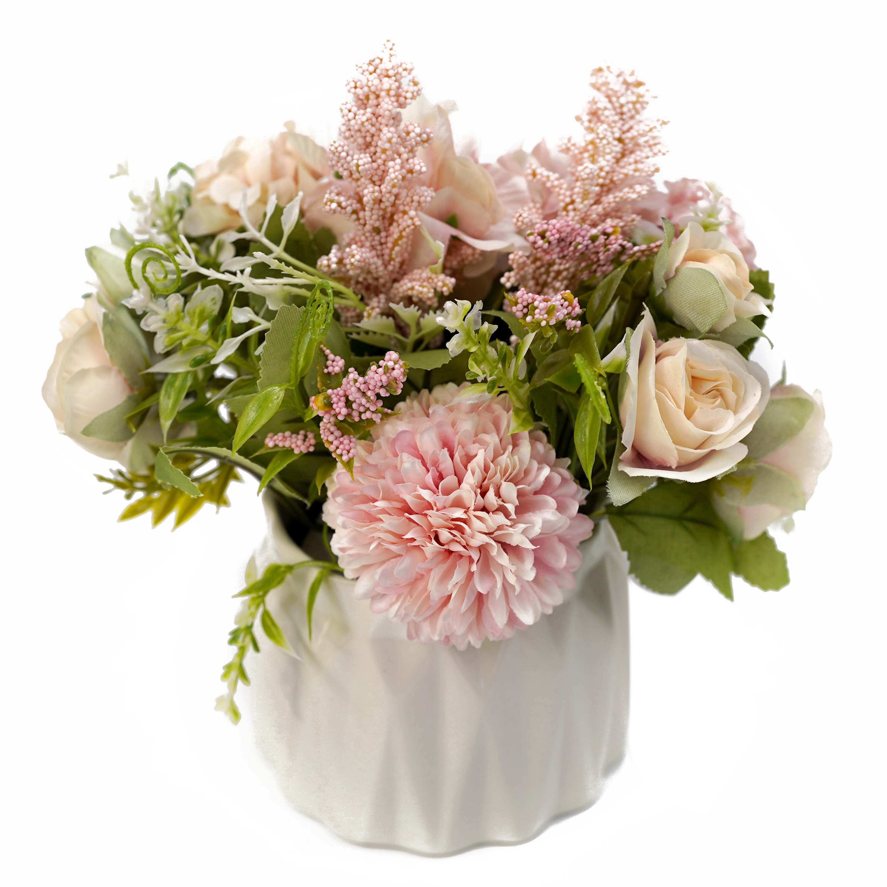 Boquetx Artificial Potted Plants Assorted Bunny Theme Pink Flower Arrangement 18cm