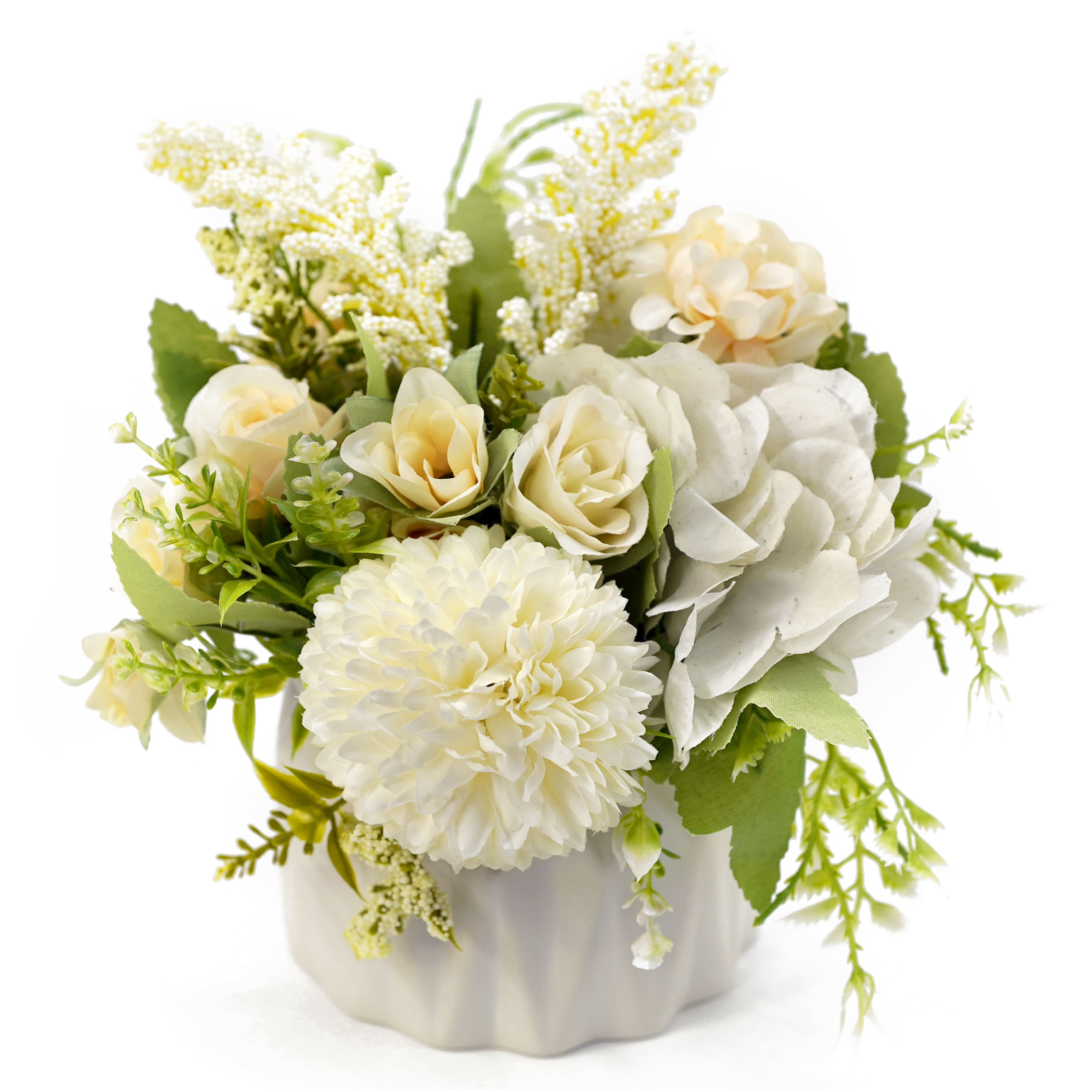 Boquetx Artificial Potted Plants Assorted Bunny Theme White Flower Arrangement 18cm