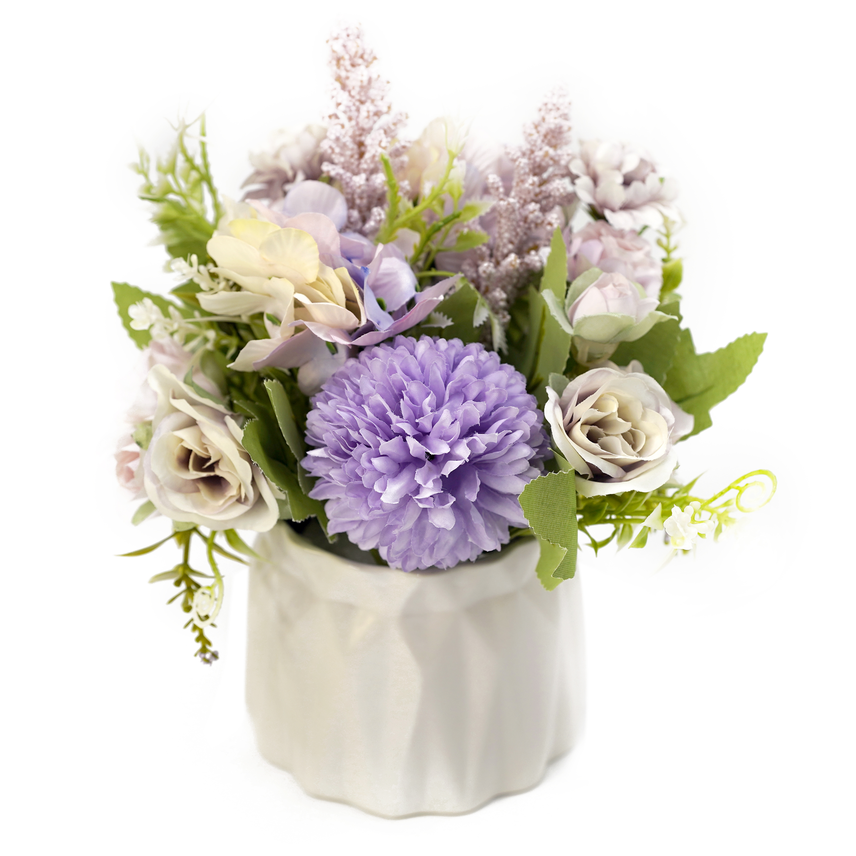 Boquetx Artificial Potted Plants Assorted Bunny Theme Purple Flower Arrangement 18cm