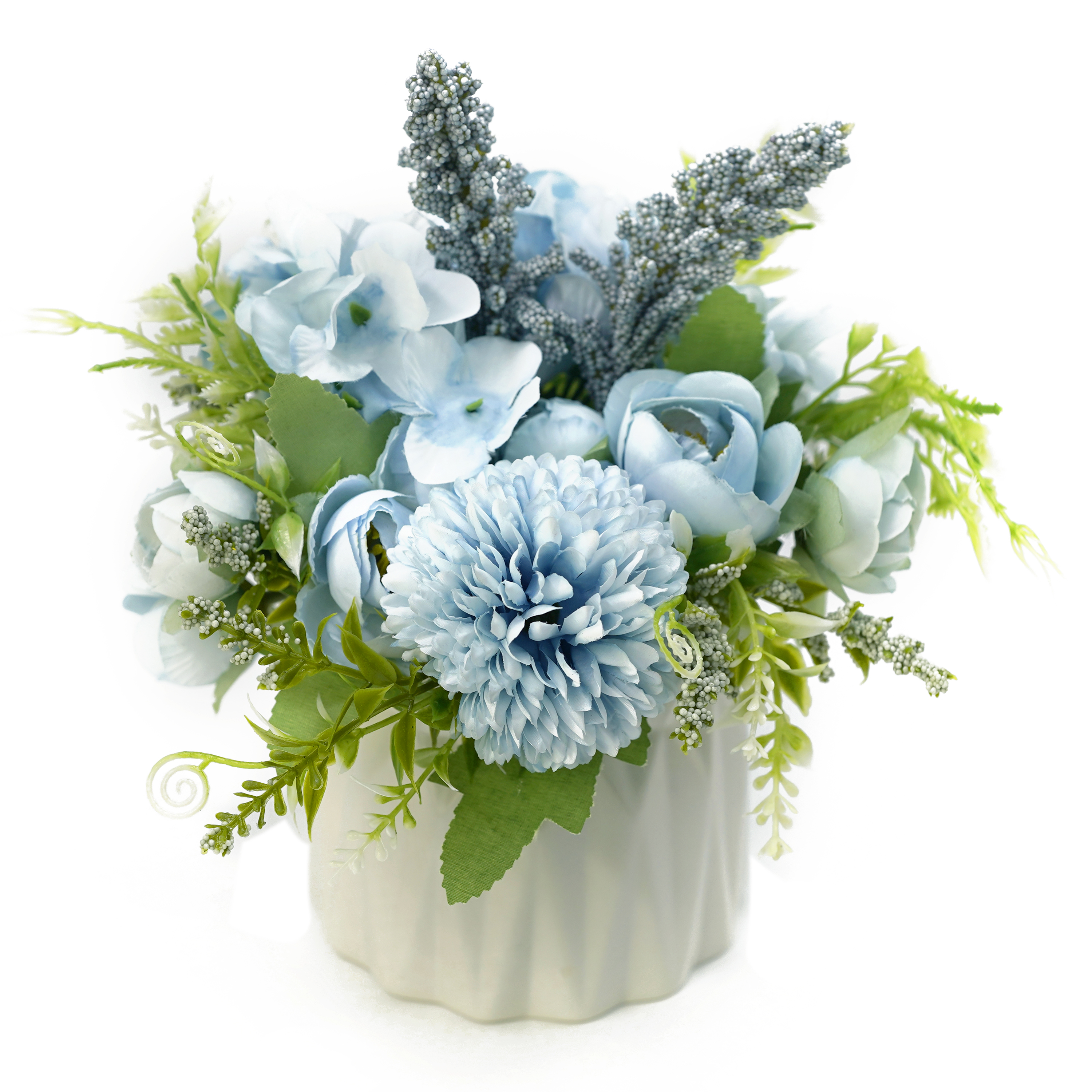 Boquetx Artificial Potted Plants Assorted Bunny Theme Blue Flower Arrangement 18cm