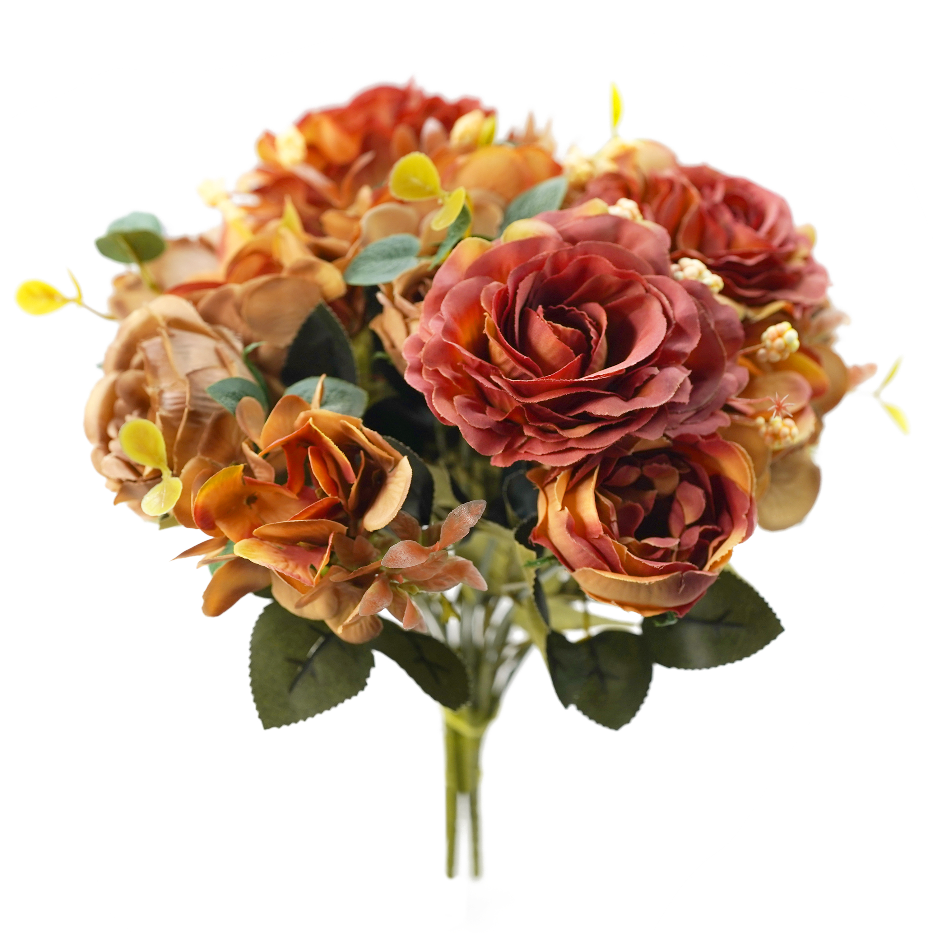 Boquetx Artificial Flowers Fall Theme Peony mix Hydrangea 3 Branches
