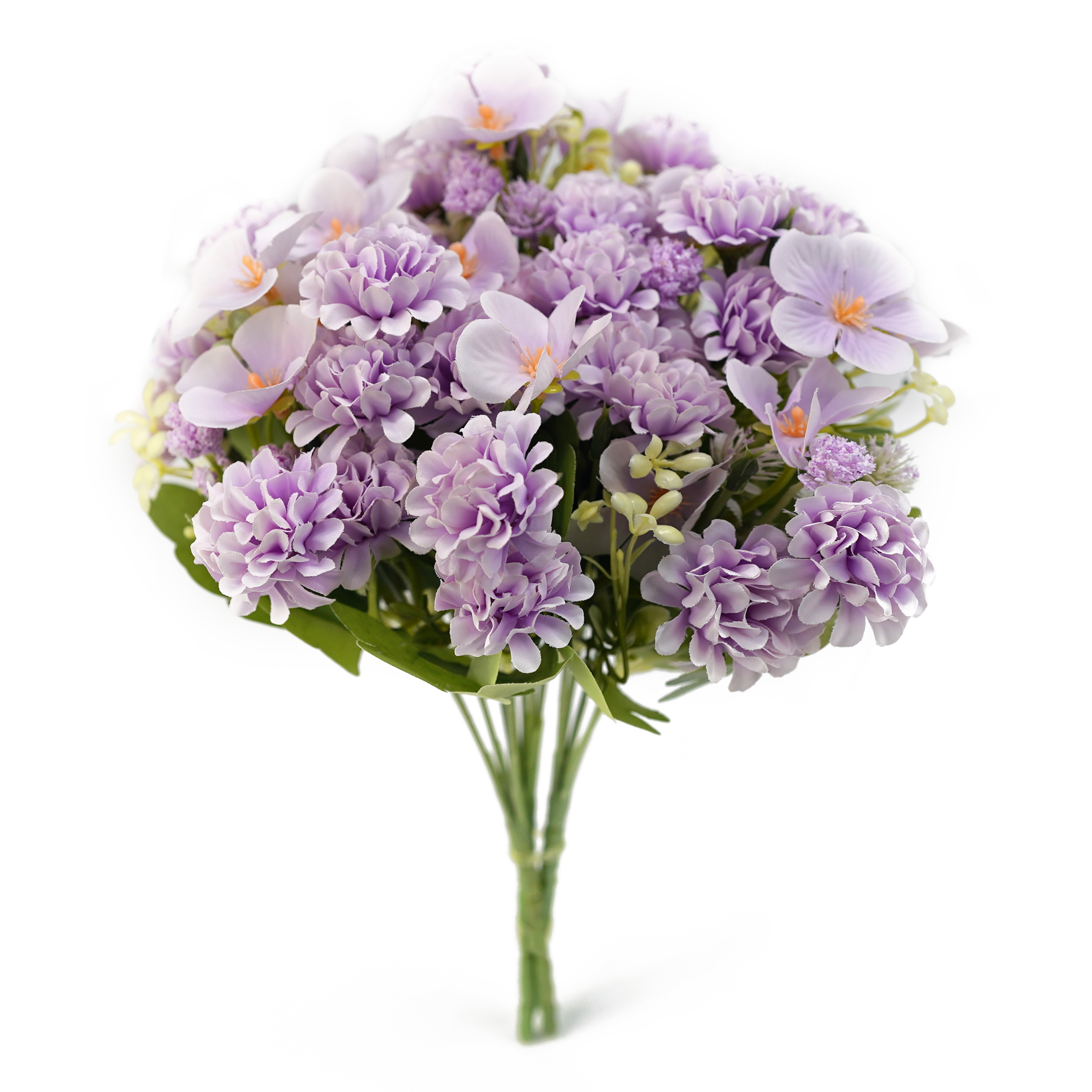 Boquetx Artificial Flowers Assorted Purple Mini Hydrangea with Cherry Blossom 3 Branches