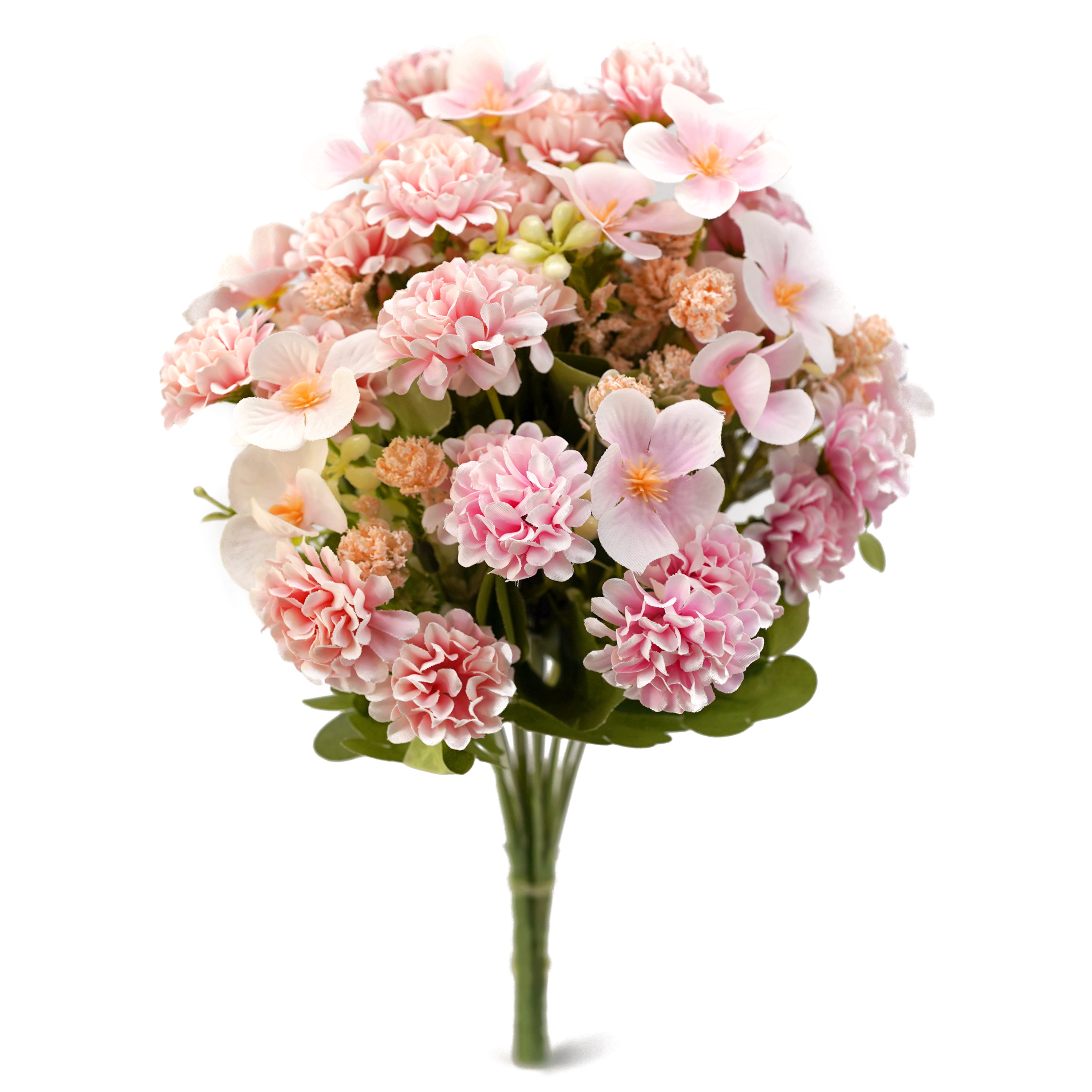 Boquetx Artificial Flowers Assorted Pink Mini Hydrangea with Cherry Blossom 3 Branches