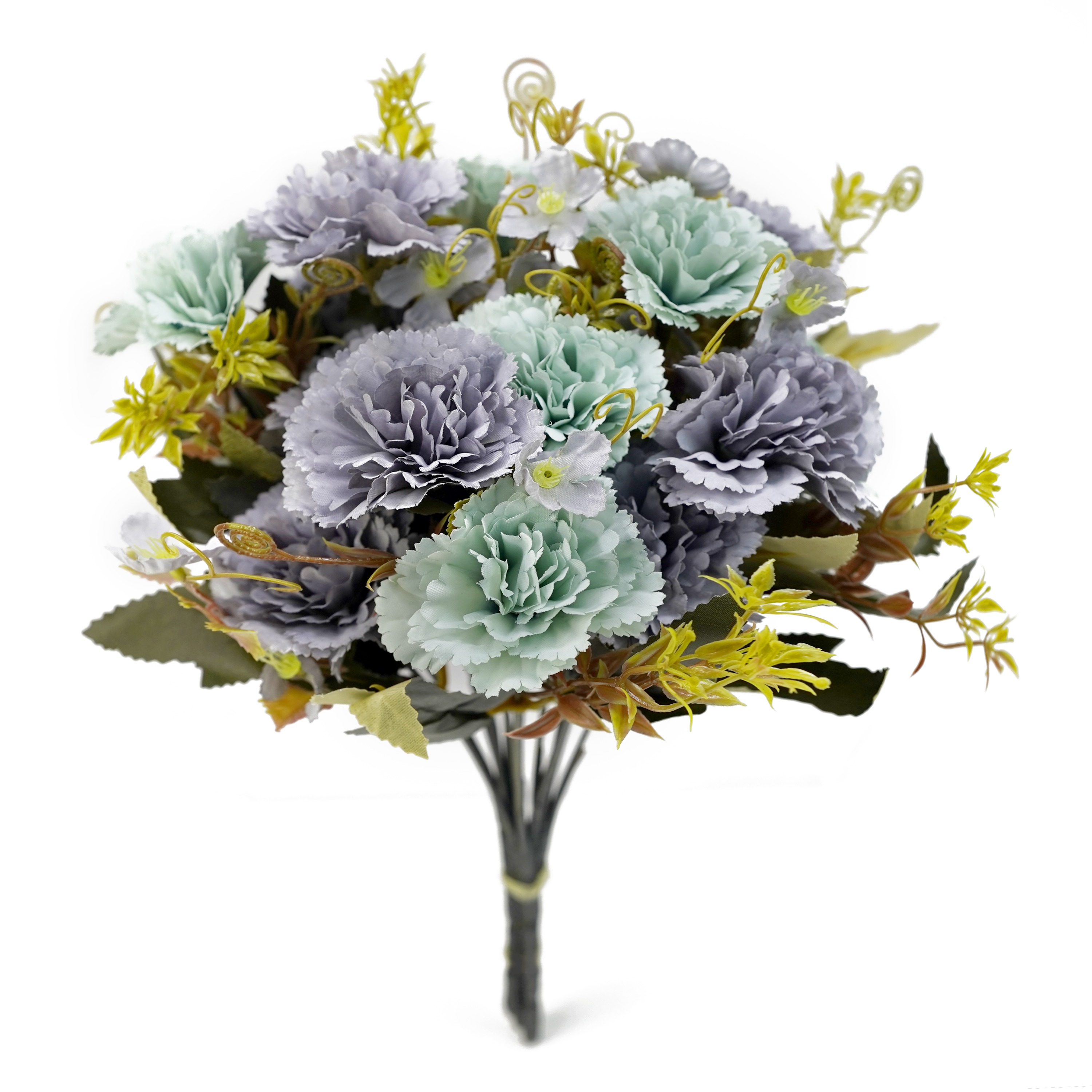 Boquetx Artificial Flowers Assorted Blue and Purple Carnation 3 Branches