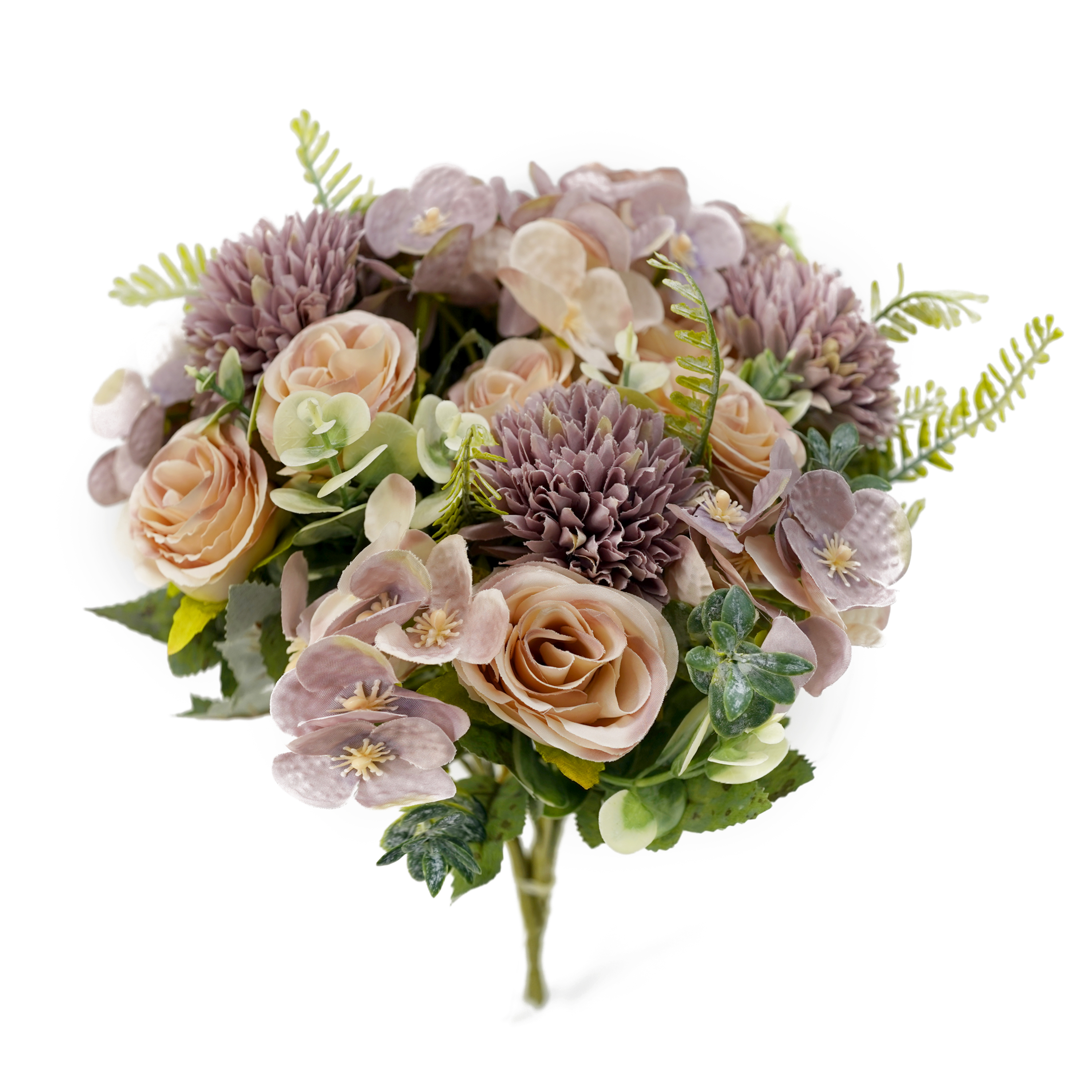 Boquetx 3 Branches Artificial Flowers Assorted Purple Pompon Chrysanthemum with Rose
