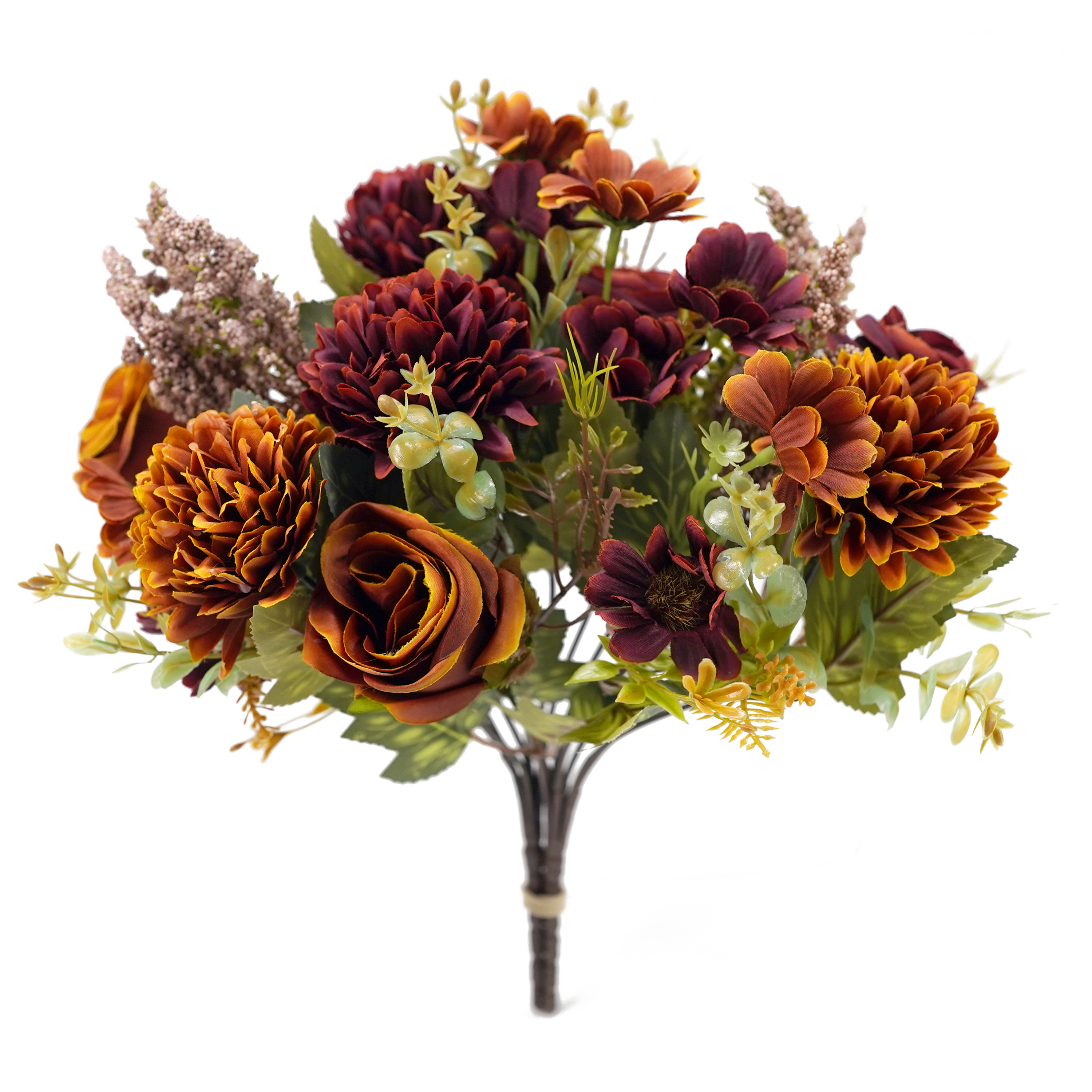 Boquetx 2 Branches Well-matched Rose mix Pompon mums Assorted Artificial Flower Arrangement