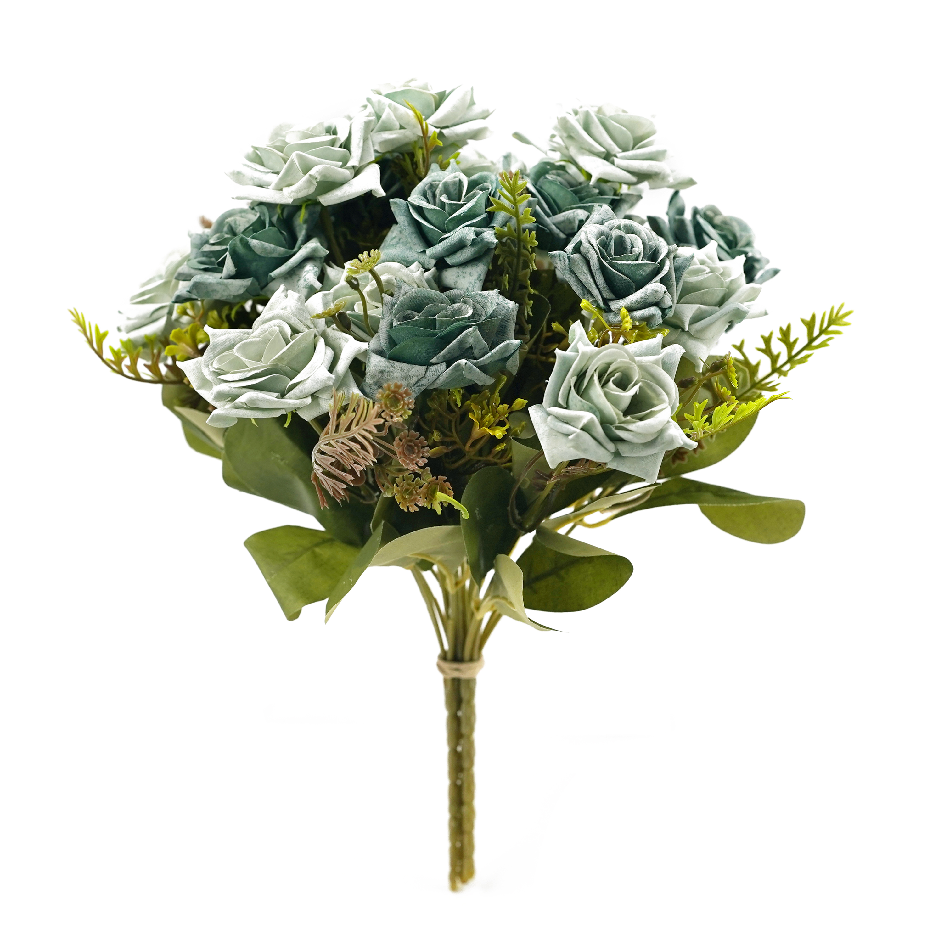 Boquetx Decorative Artificial Sahara Rose Flowers 3 Branches Grayish-blue 32cm Tall