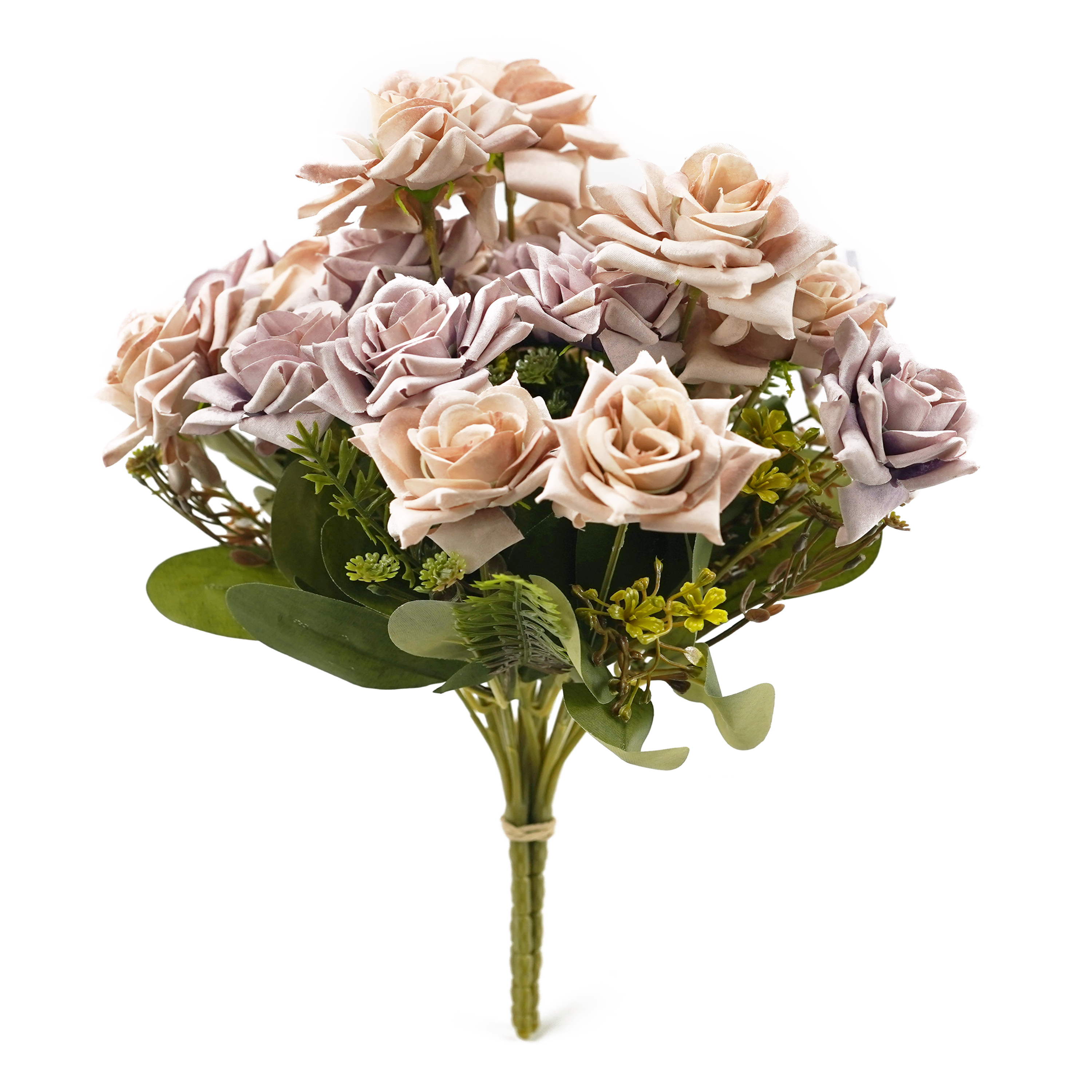 Boquetx Decorative Artificial Sahara Rose Flowers 3 Branches Peachy Purple 32cm Tall