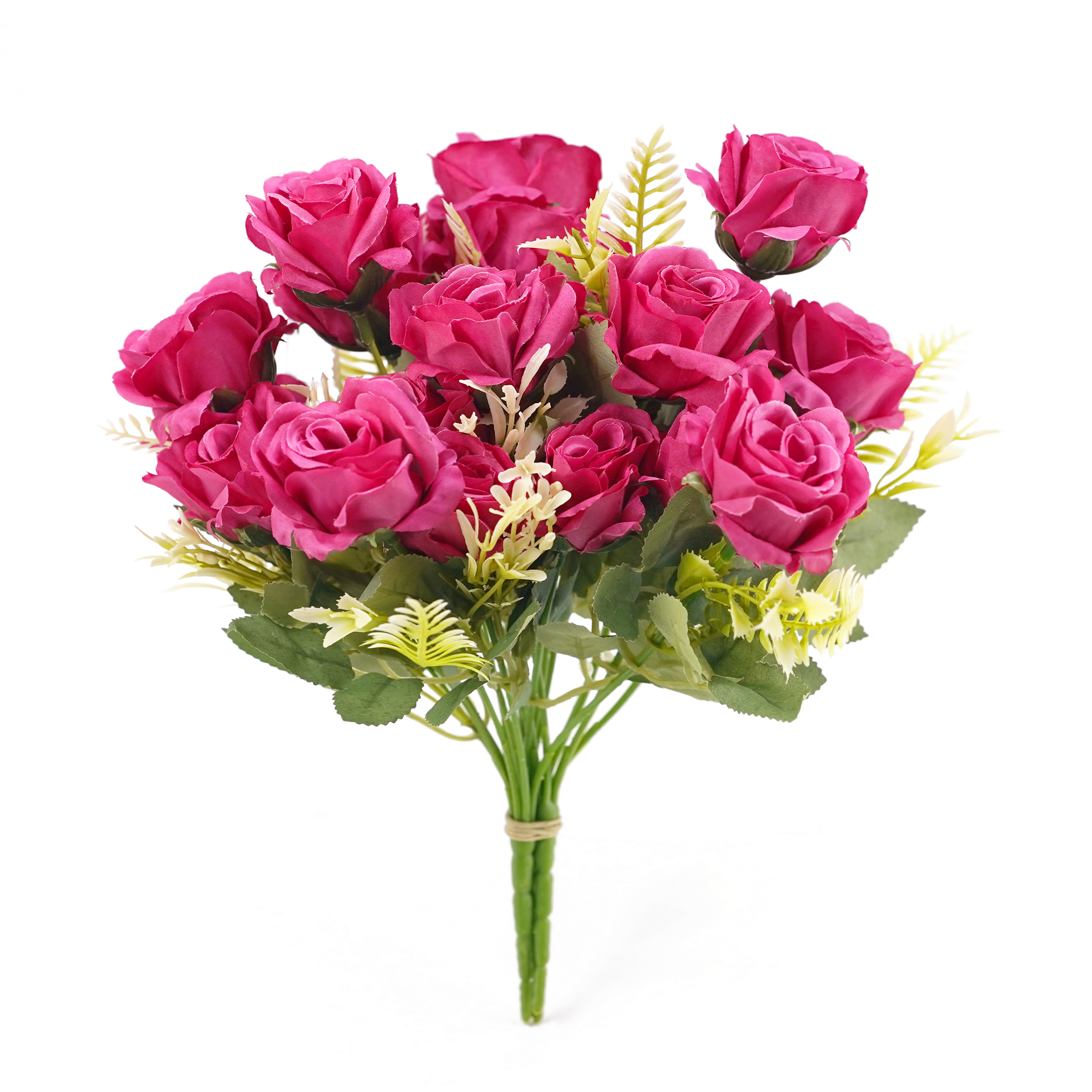 Boquetx Artificial Flower Arrangement 3 Branches Wine Red Akito Rose 32cm Tall