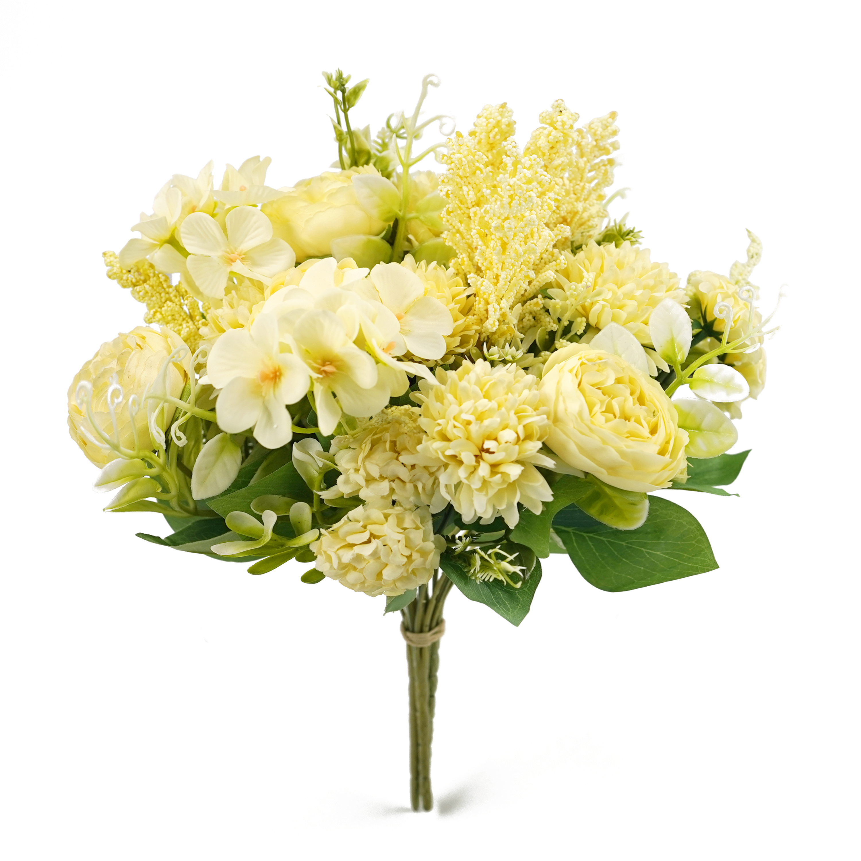 Boquetx 3 Branches Assorted Artificial Flower Arrangement Peony mix Mini Hydrangea 30cm Tall