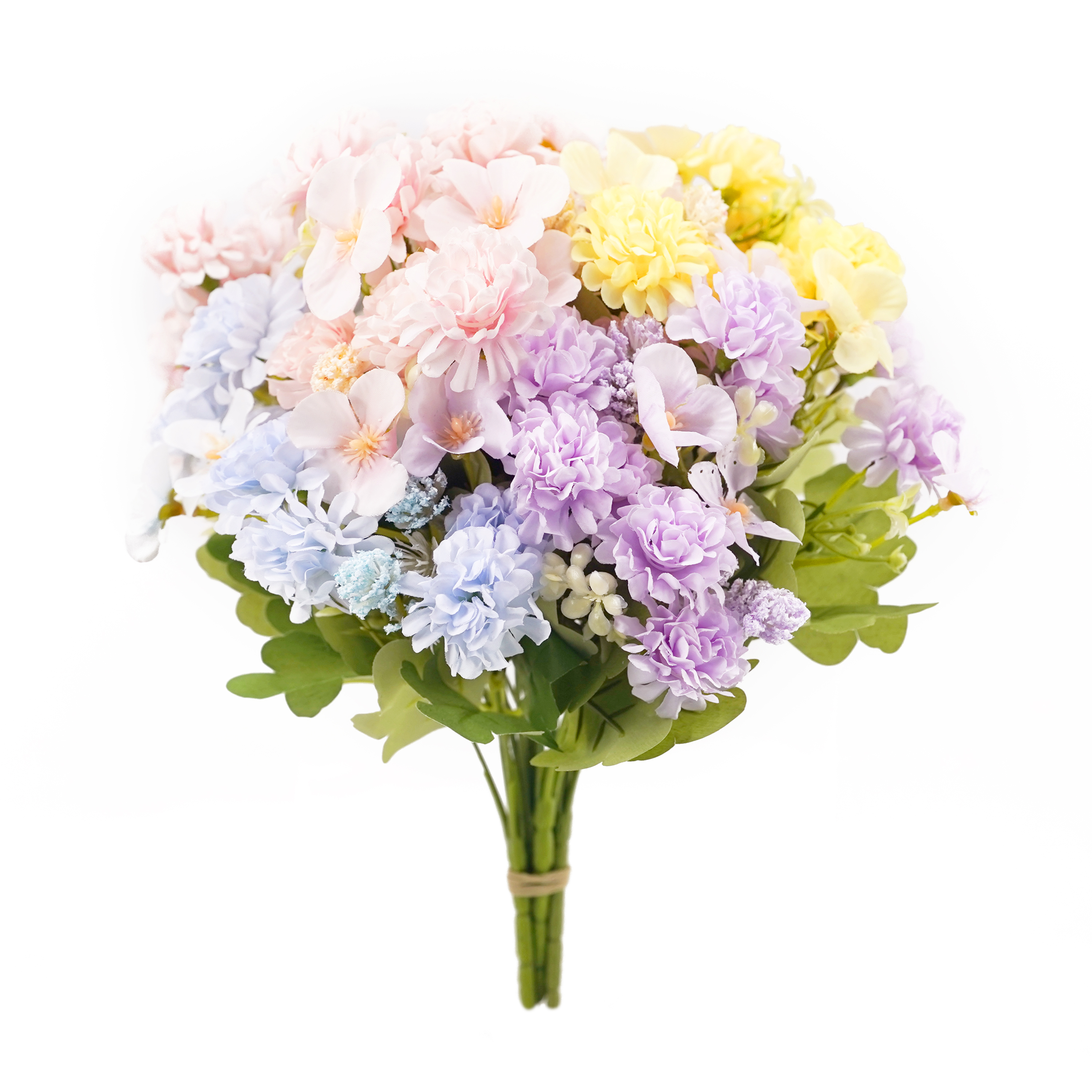 Boquetx Artificial Flower Arrangement 5 Branches Assorted Colors Mini Hydrangea and Cherry Blossom 30cm Tall