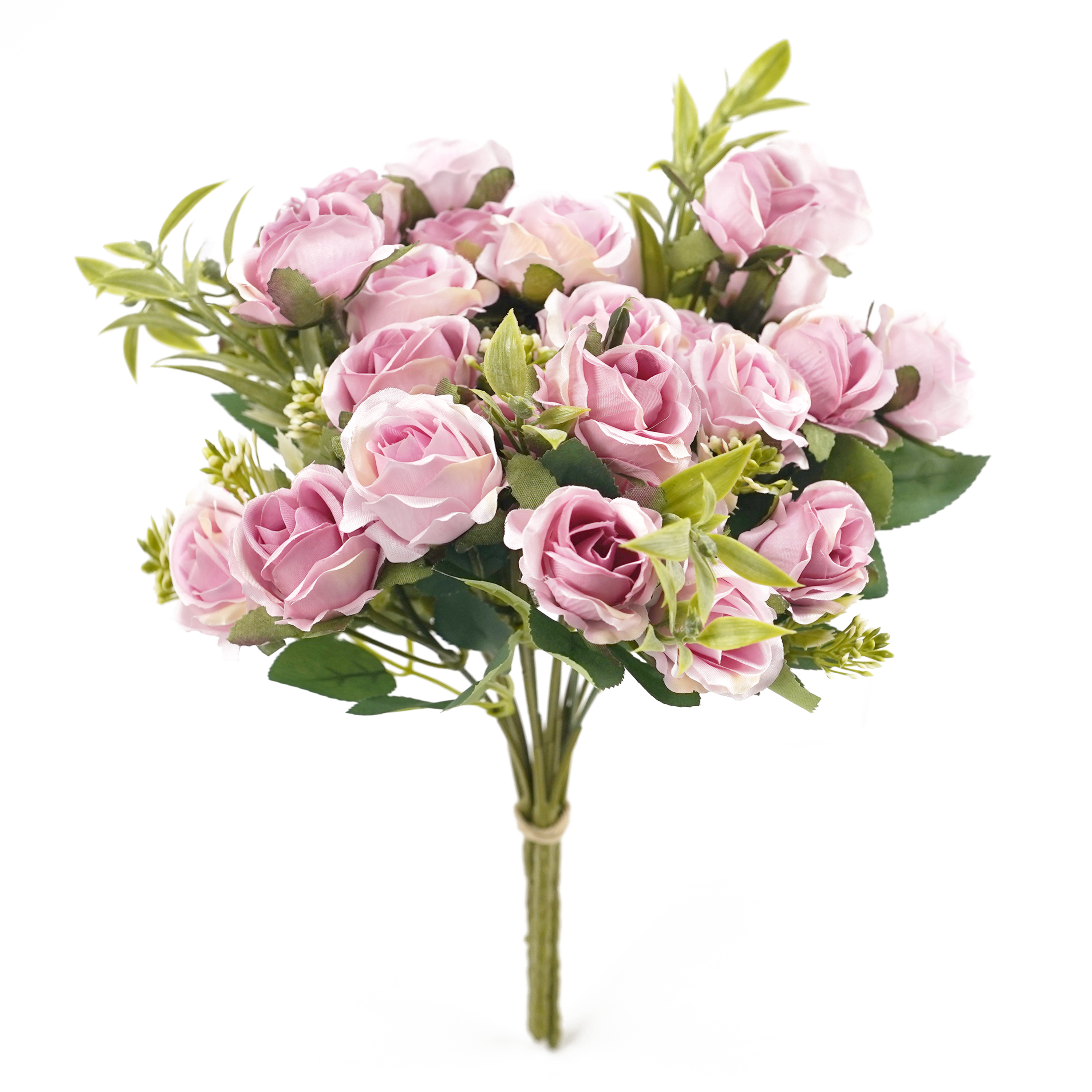 Boquetx Decorative 3 Branches Pink Artificial English Rose Flower Bouquet 30cm Tall