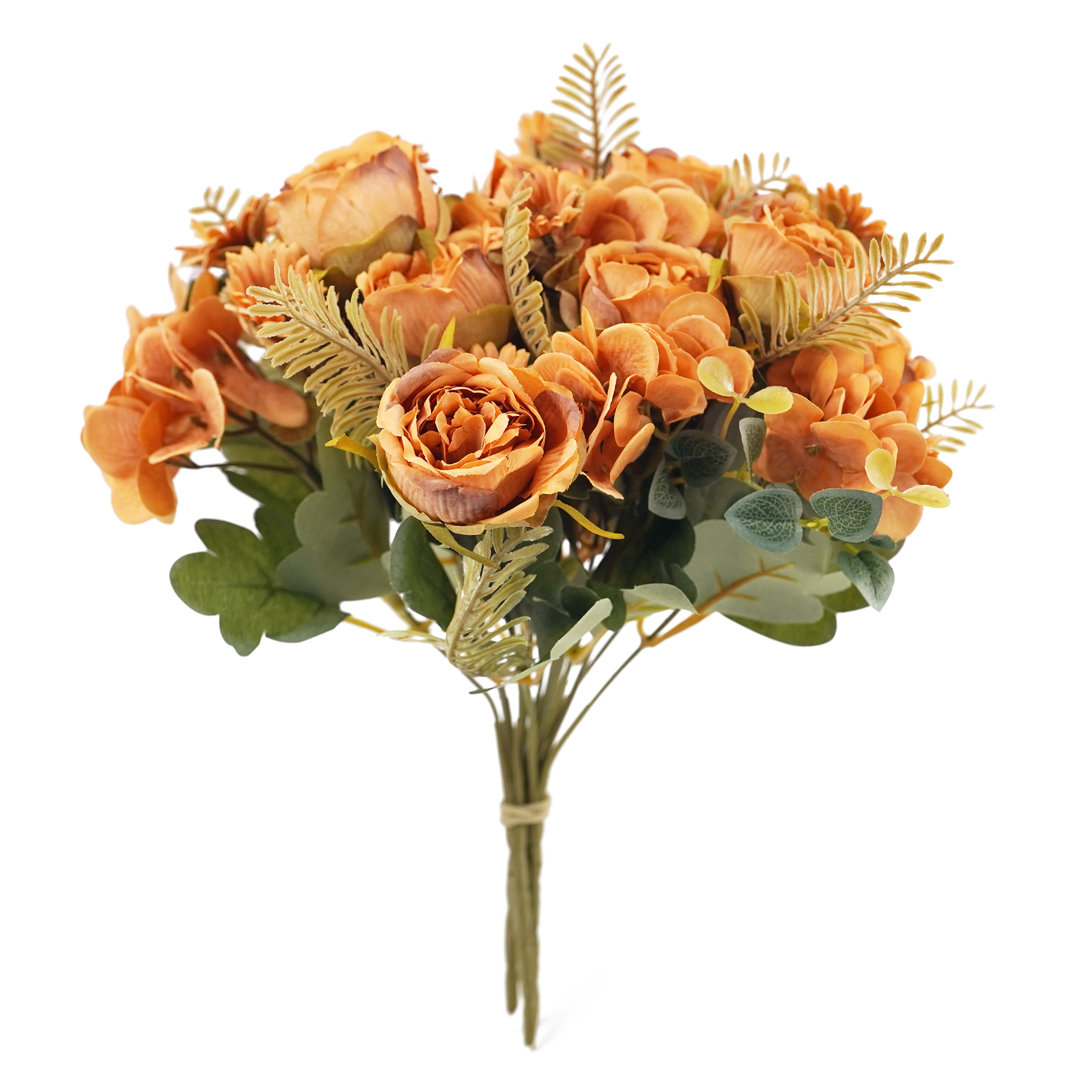 Boquetx Artificial Flower Arrangement 3 Branches Fall Theme Blooming Peony mix Daisy 30cm Tall