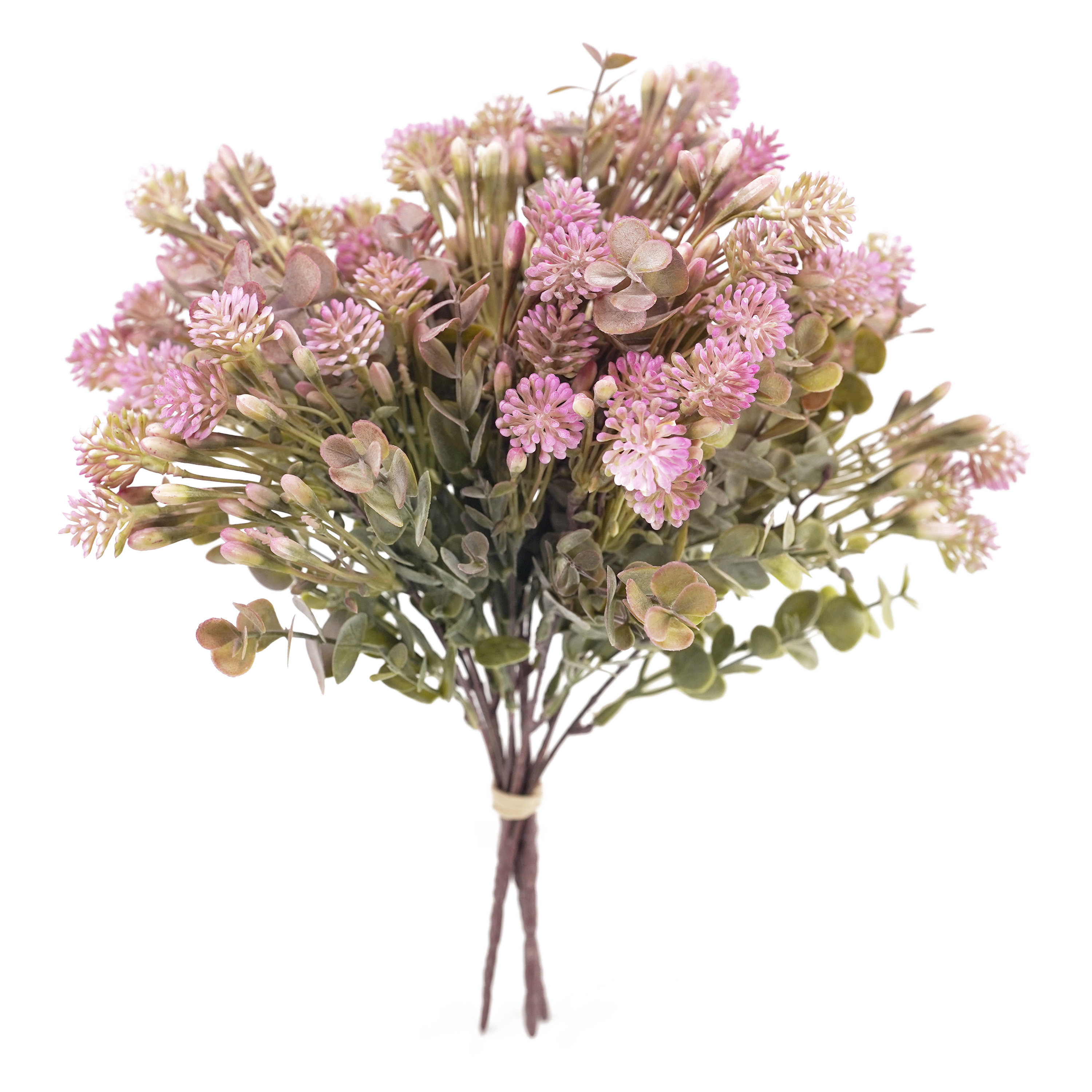 Boquetx 3 Branches Artificial Plant Decorative Pink Sedum Bouquet 33cm Tall
