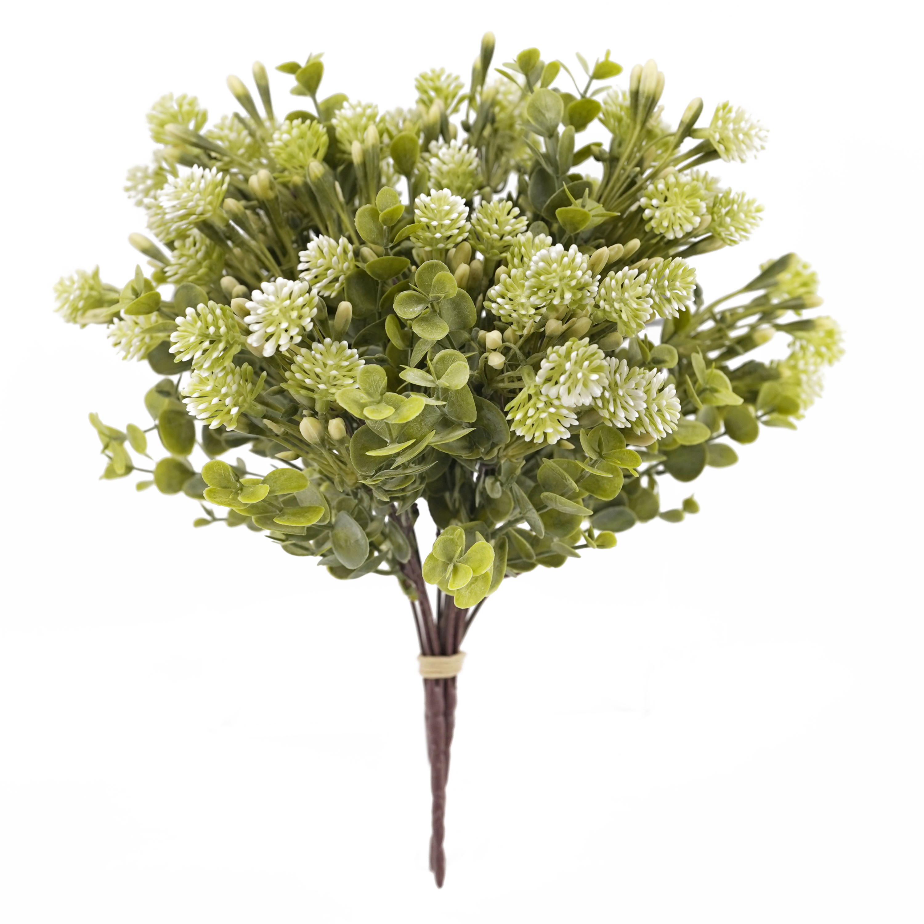 Boquetx 3 Branches Artificial Plant Decorative White Sedum Bouquet 33cm Tall