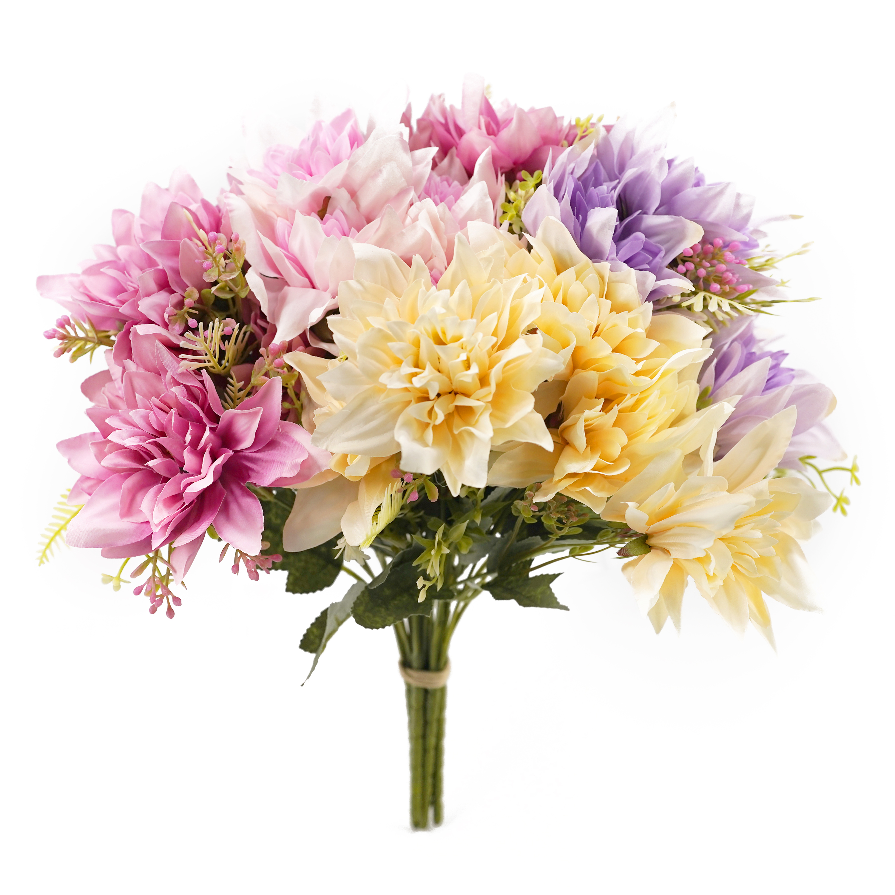 Boquetx 5 Branches Assorted Colors Artificial Dahlia Flower Arrangement 33cm Tall