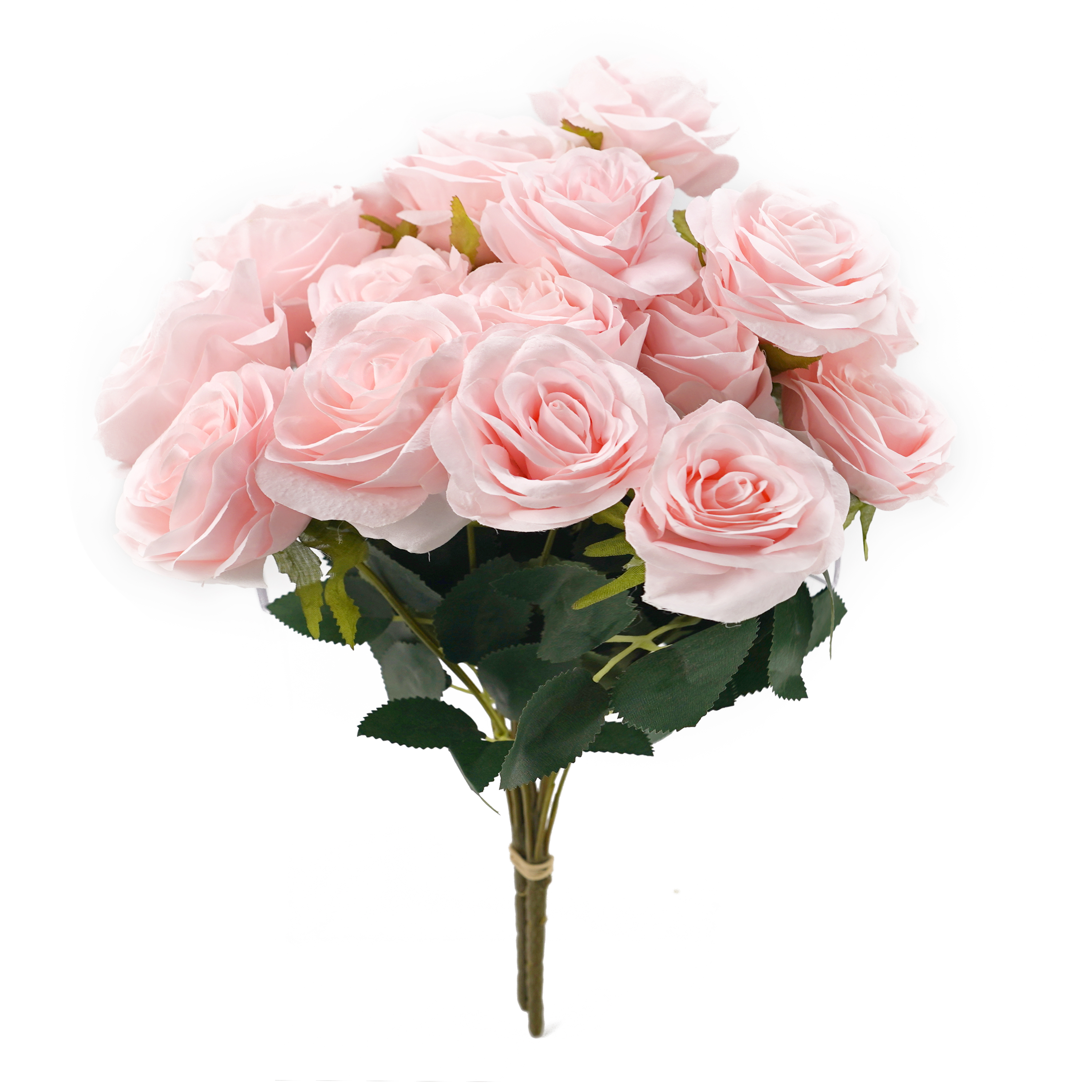 Boquetx 2 Branches Decorative Pink Artificial Tea Rose Flower Bouquet 40cm Tall