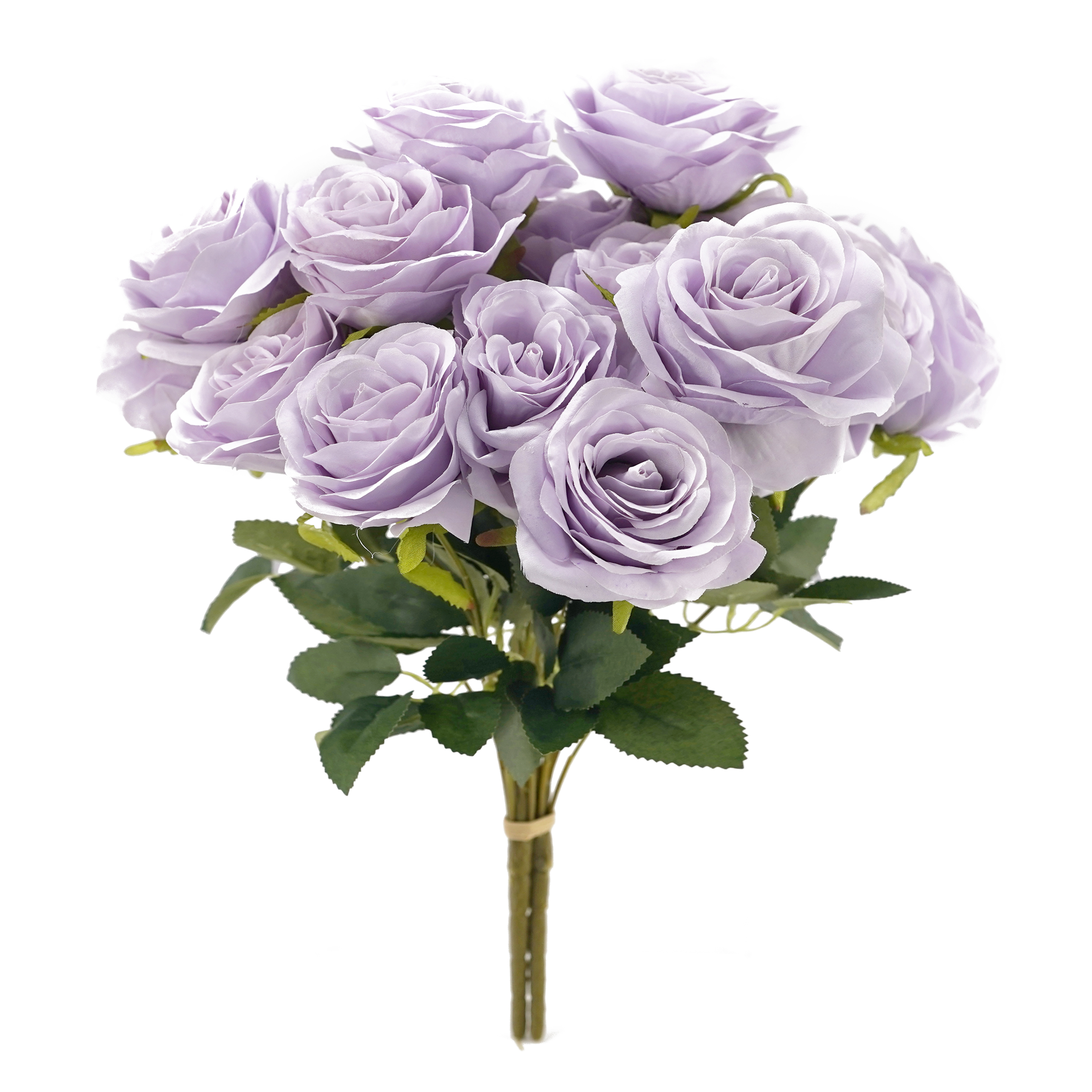 Boquetx 2 Branches Decorative Purple Artificial Tea Rose Flower Bouquet 40cm Tall