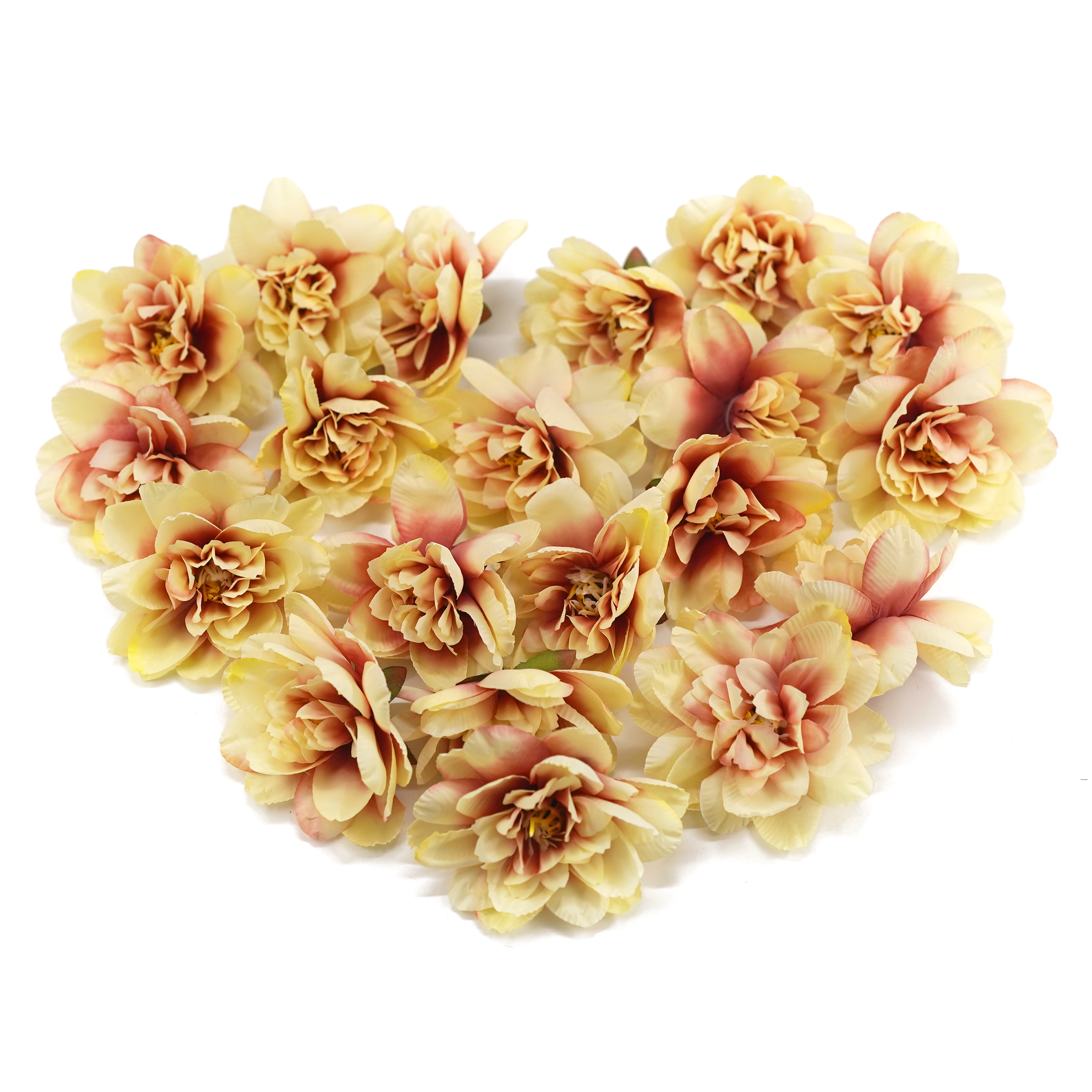 Boquetx Pack of 20 Decorative DIY Yellow Pink Artificial Peach Flowers 7cm in Diameter