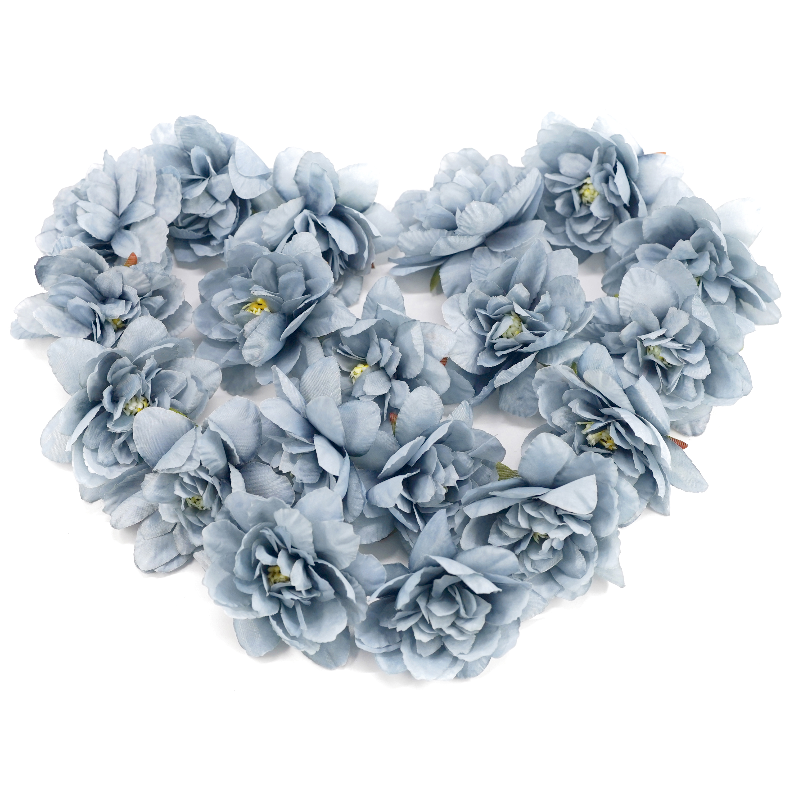 Boquetx Pack of 20 Decorative DIY Fade Blue Artificial Peach Flowers 7cm in Diameter