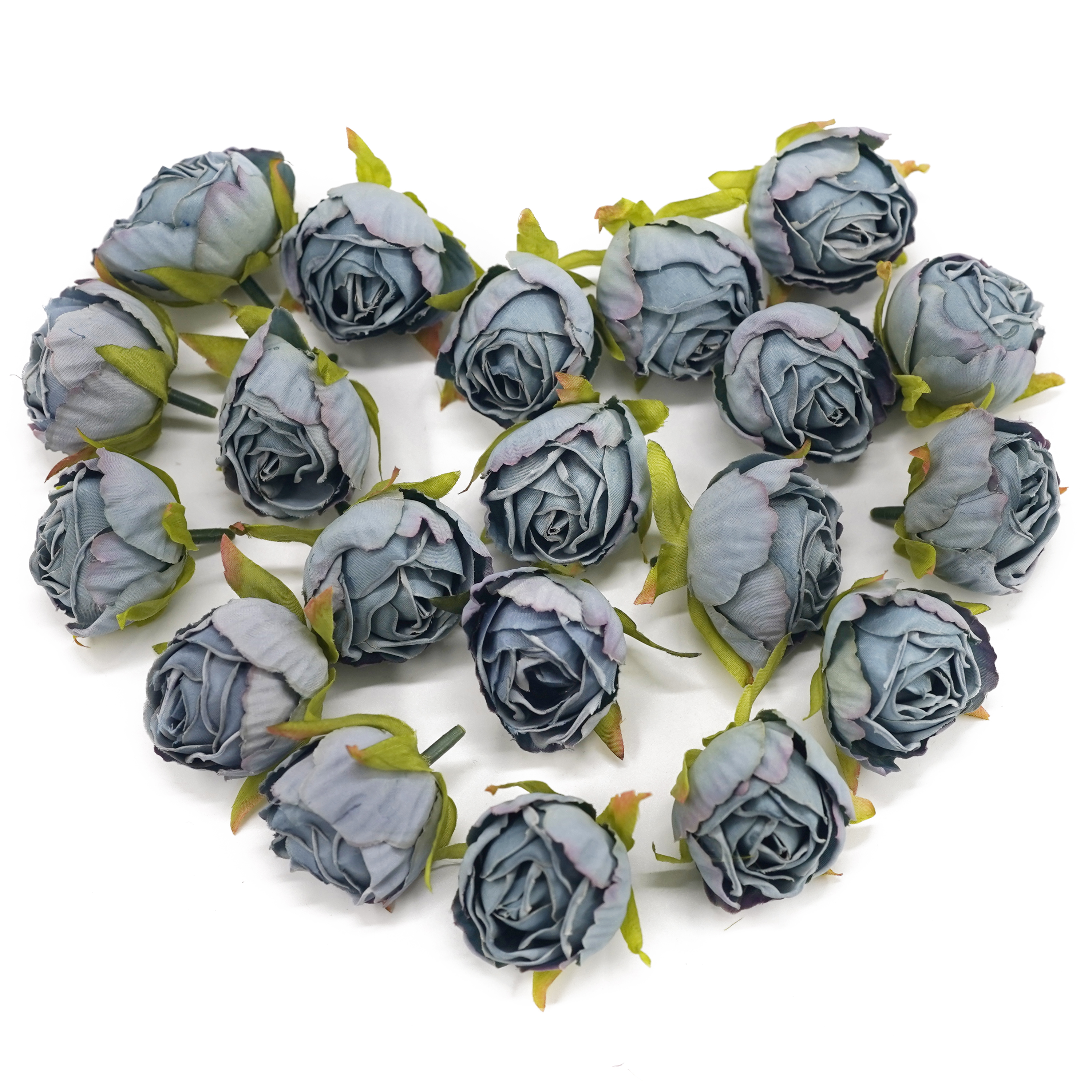 Boquetx Pack of 20 Decorative DIY Blue Artificial Flowers Rose bud 4x3cm